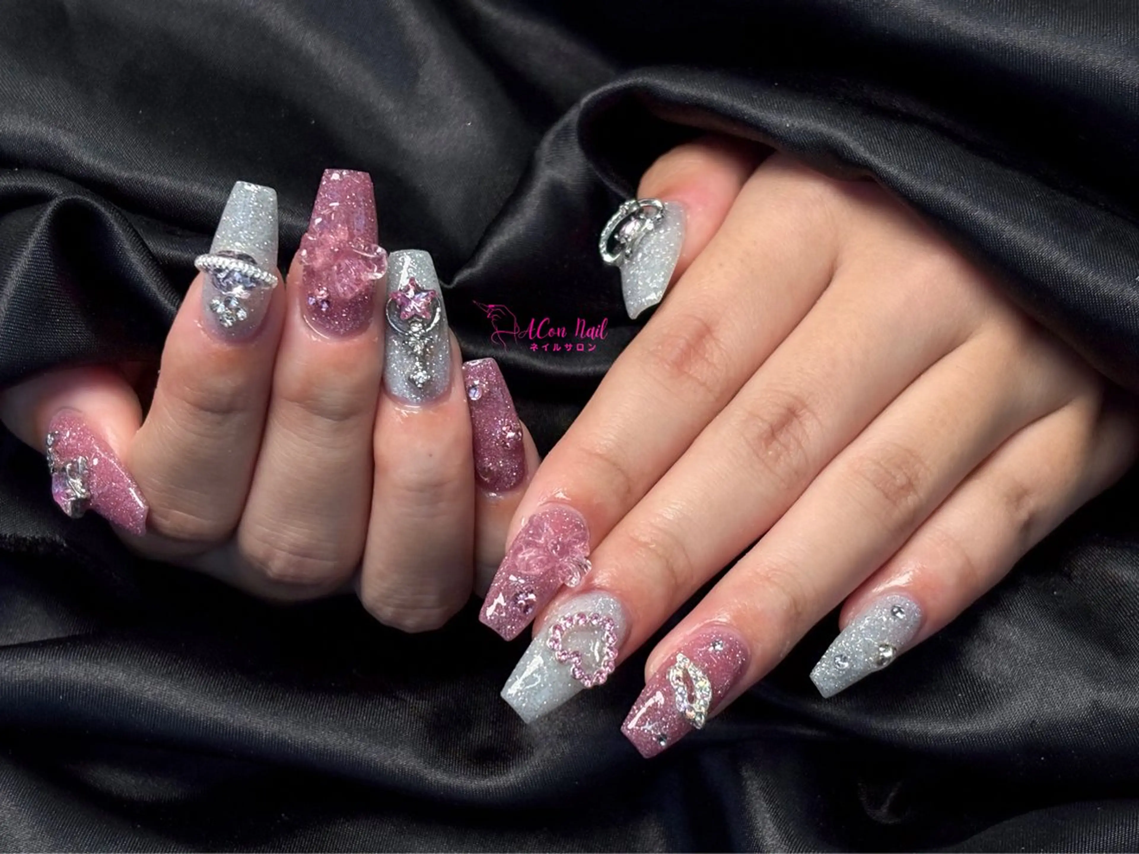 ネイル 桜ネイル 長さ出し フラワーネイル フレンチネイル ジェルネイル ハンドネイル ACon NailSalonのネイルデザイン
