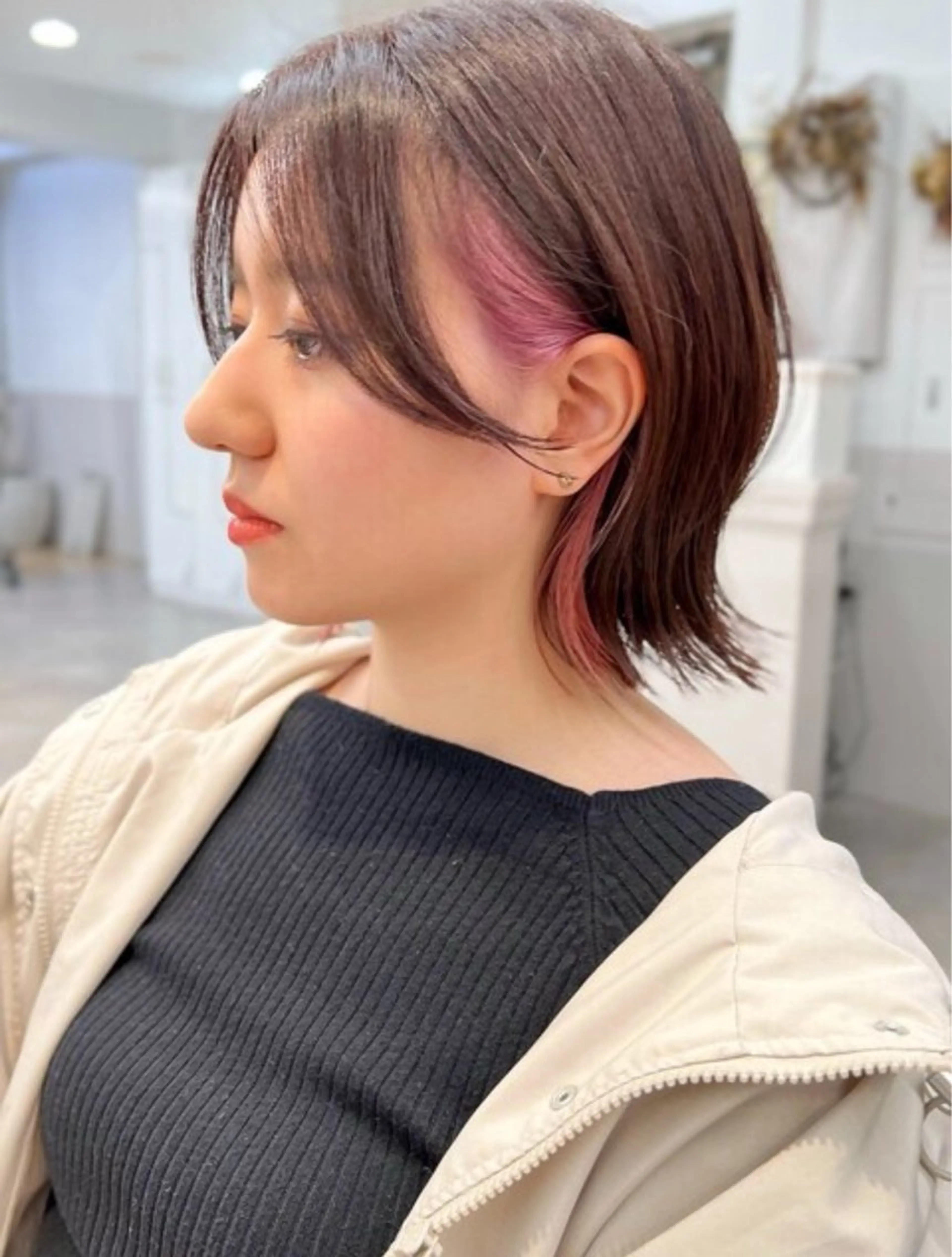 ミディアム ショートボブ アッシュ アッシュグレー アッシュグレージュ ボブ 🎀クロスパーマ／ ボブ🎀MOMONAのヘアスタイル