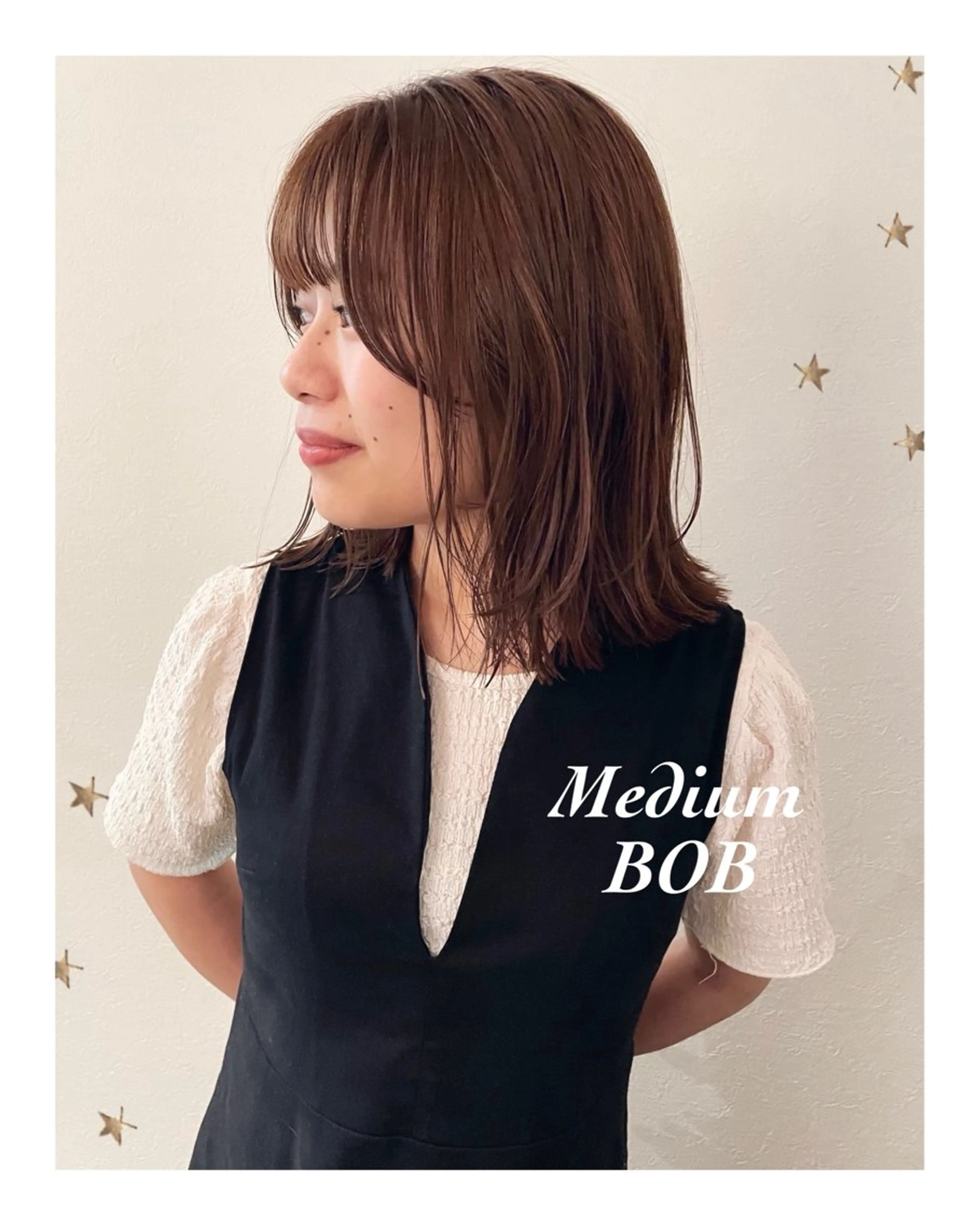 ミディアム カラー カット ヘアカラー 市川 千夏のヘアスタイル