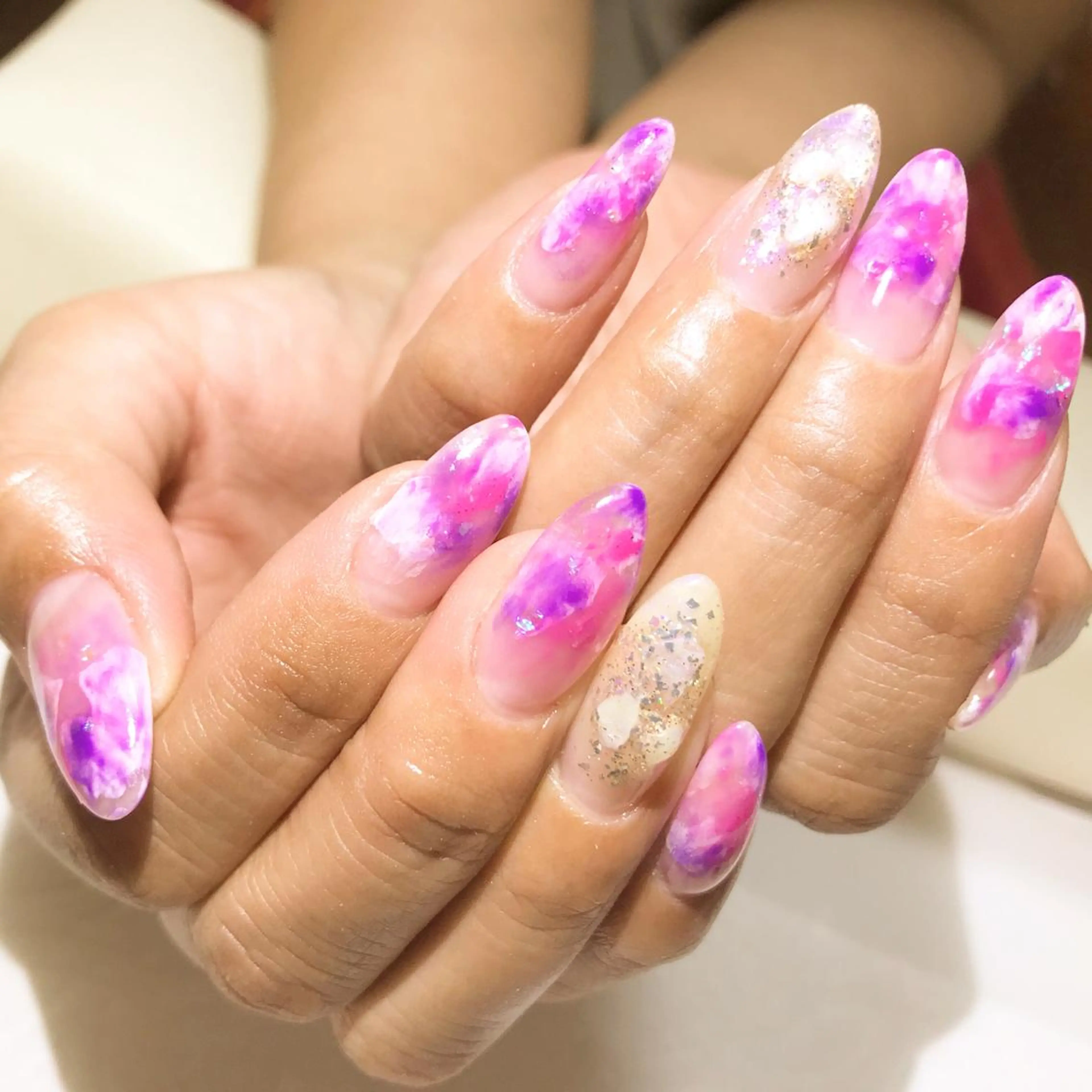 ネイル フットネイル ピンク パープル シンプルネイル 春ネイル nail fufla ♡yamane♡のネイルデザイン