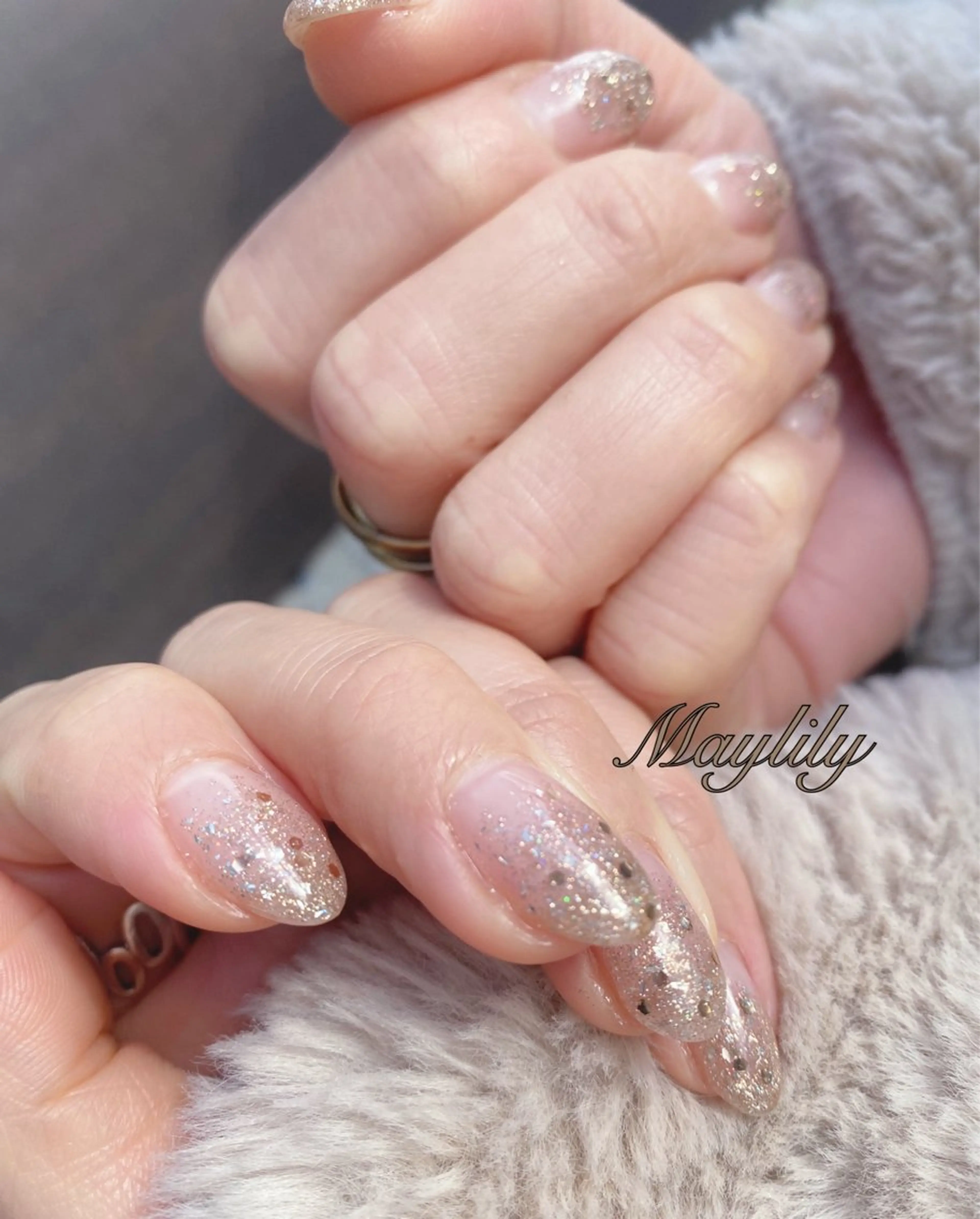 ネイル グラデーション ラメ(グリッター) ラメグラデーション ハンドネイル Nail salon Maylilyのネイルデザイン