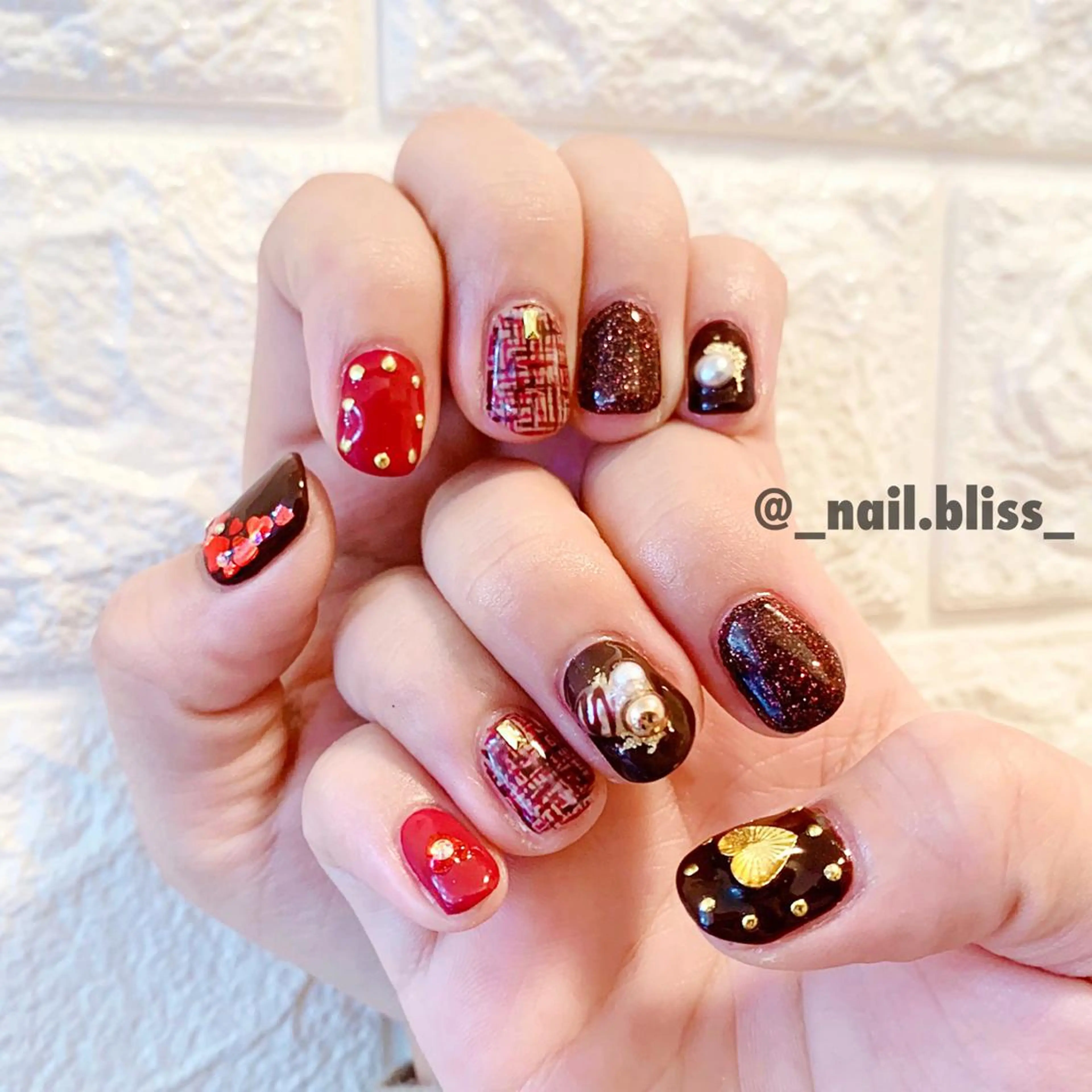 ネイル バレンタイン ハンドネイル NAIL BLISSのネイルデザイン