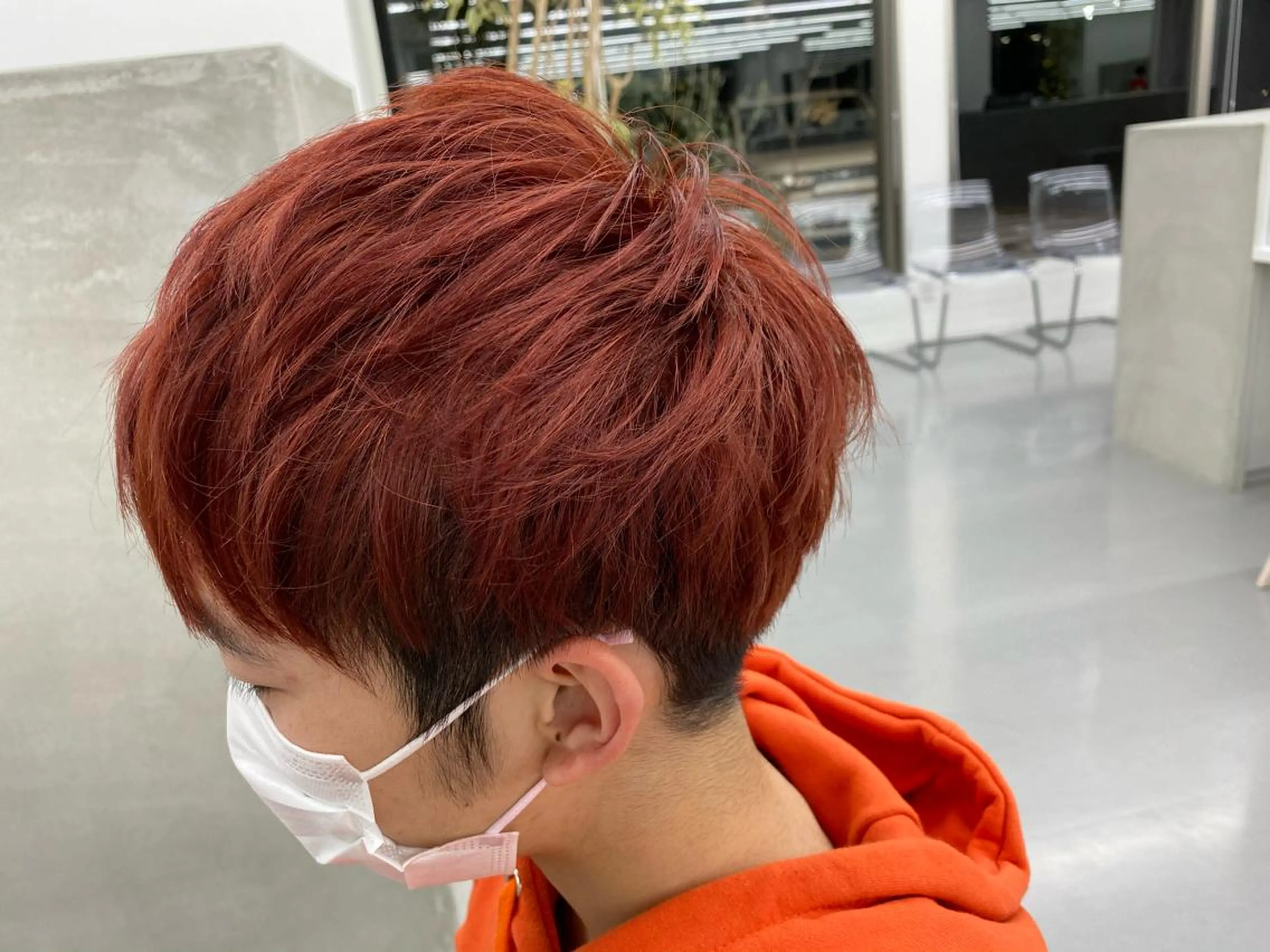 ショート カラー メンズ メンズブリーチ ブリーチ レッドカラー 小岸 竜のヘアスタイル