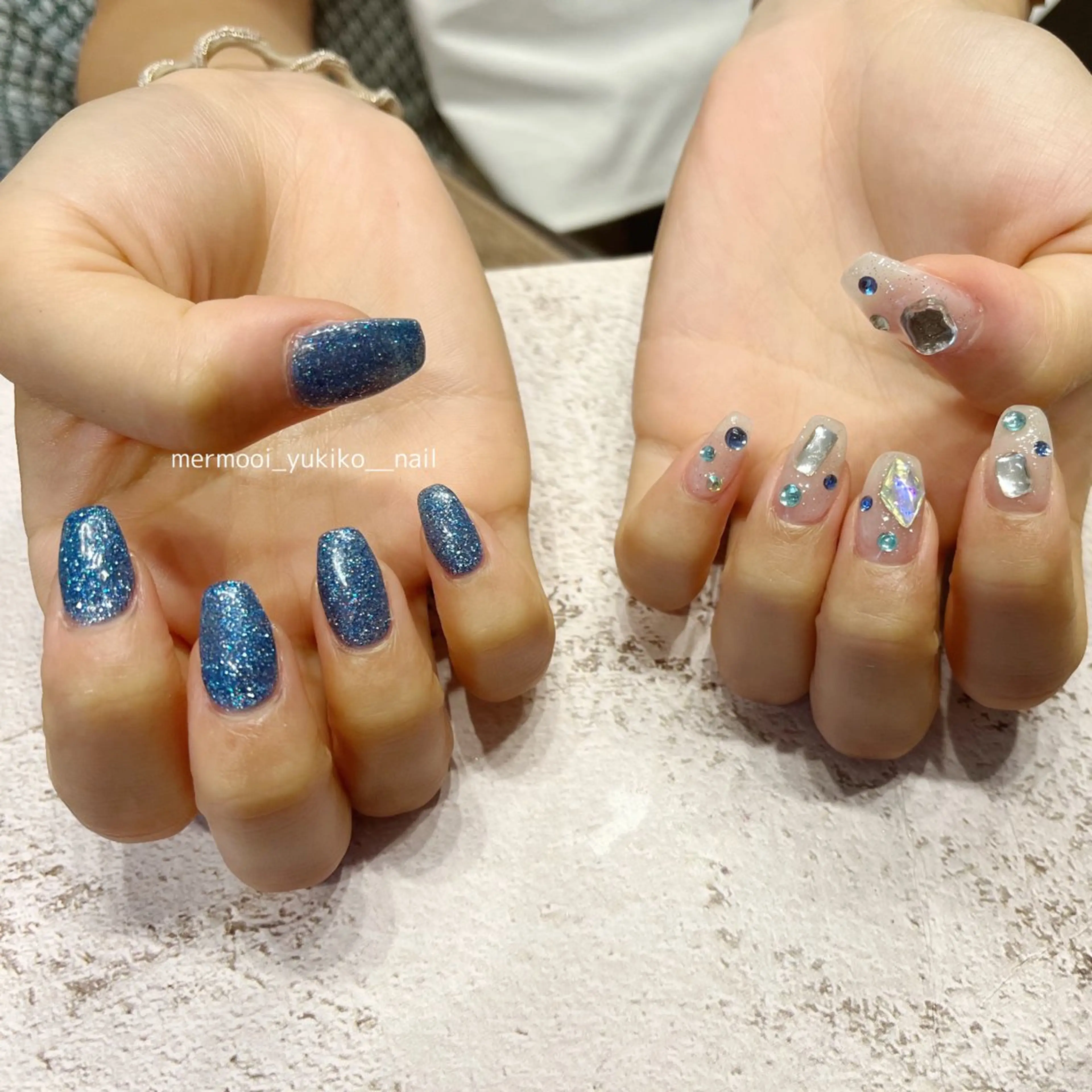 ネイル アートネイル ジェルネイル キラキラネイル 韓国ネイル ニュアンスネイル ハンドネイル melumooi nailのネイルデザイン