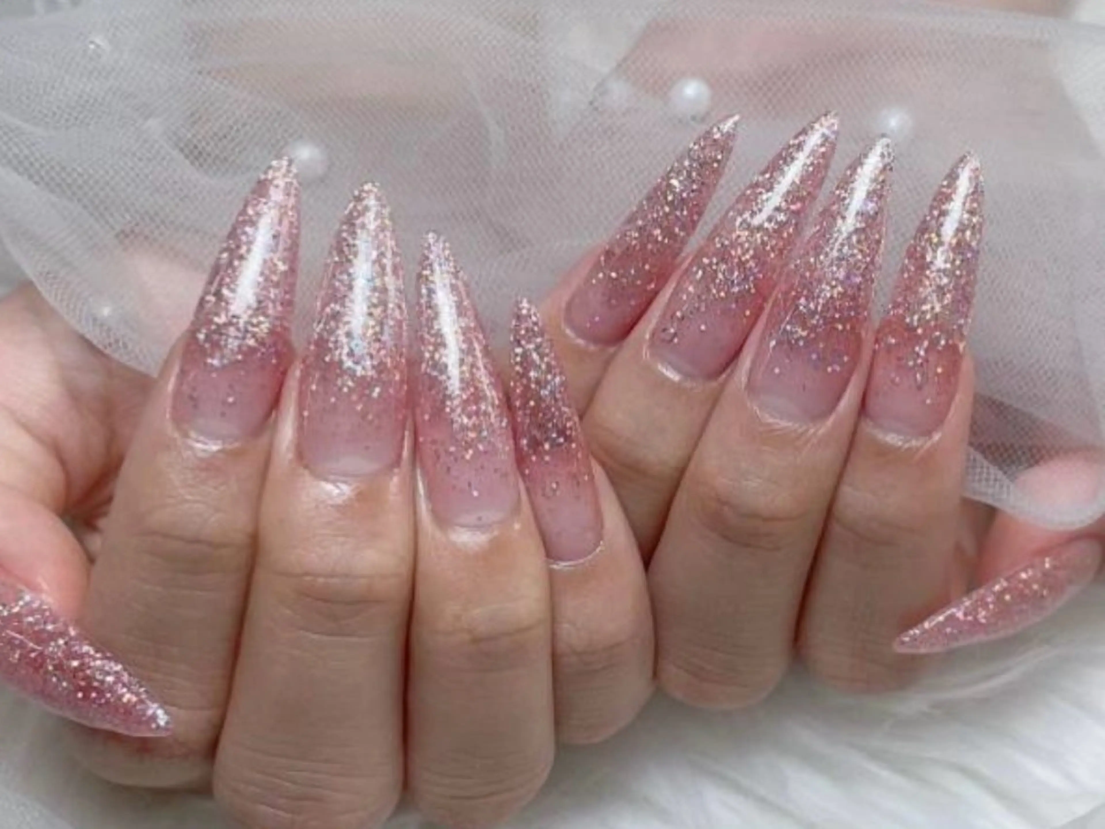 【王道シンプル】チップ長さだし10本ワンカラー／ラメグラ（500円パーツ2本プレゼント)¥7990の写真