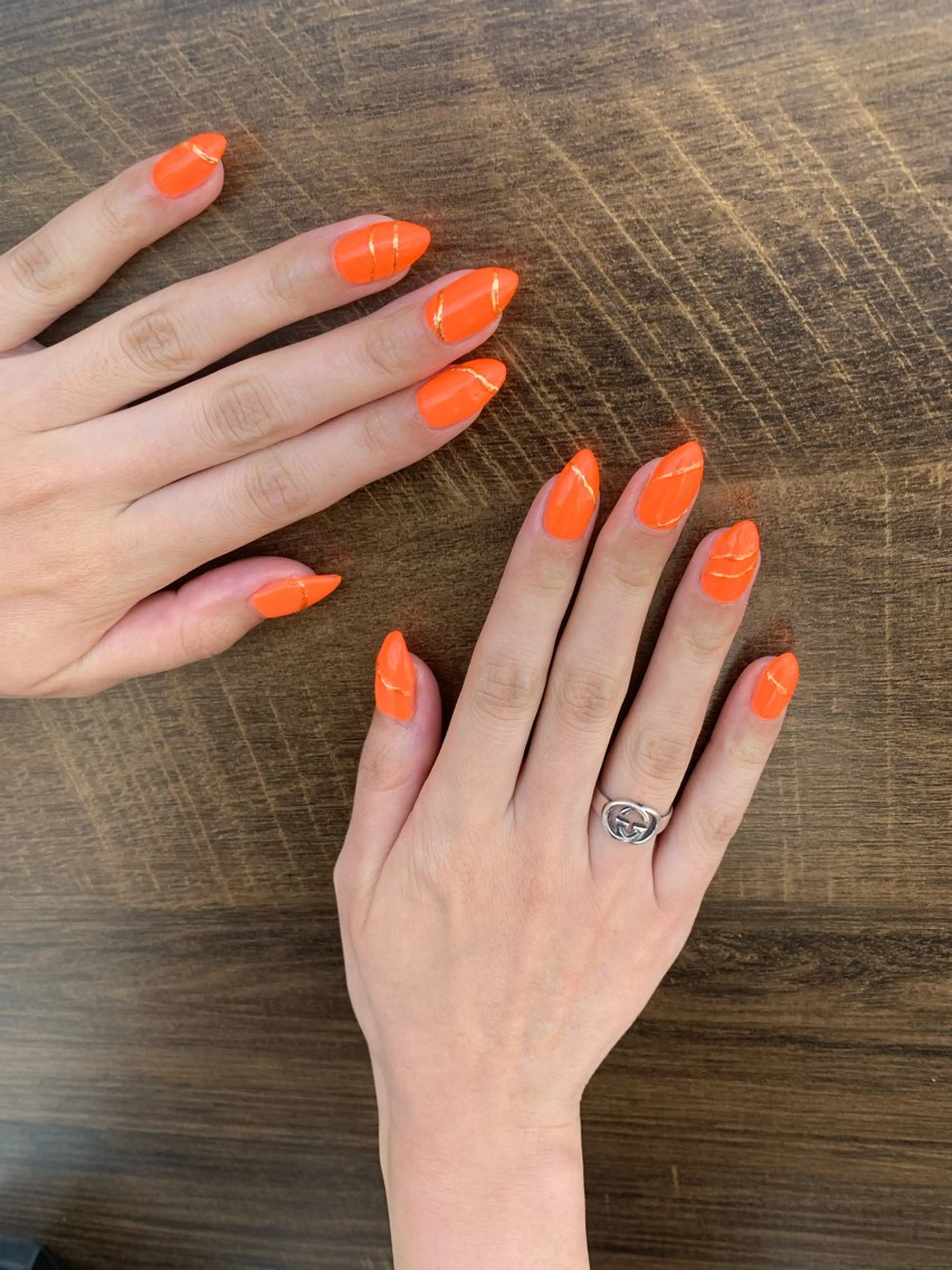 ネイル ゴールド ミラーネイル オレンジ Coconail 恭子のネイルデザイン