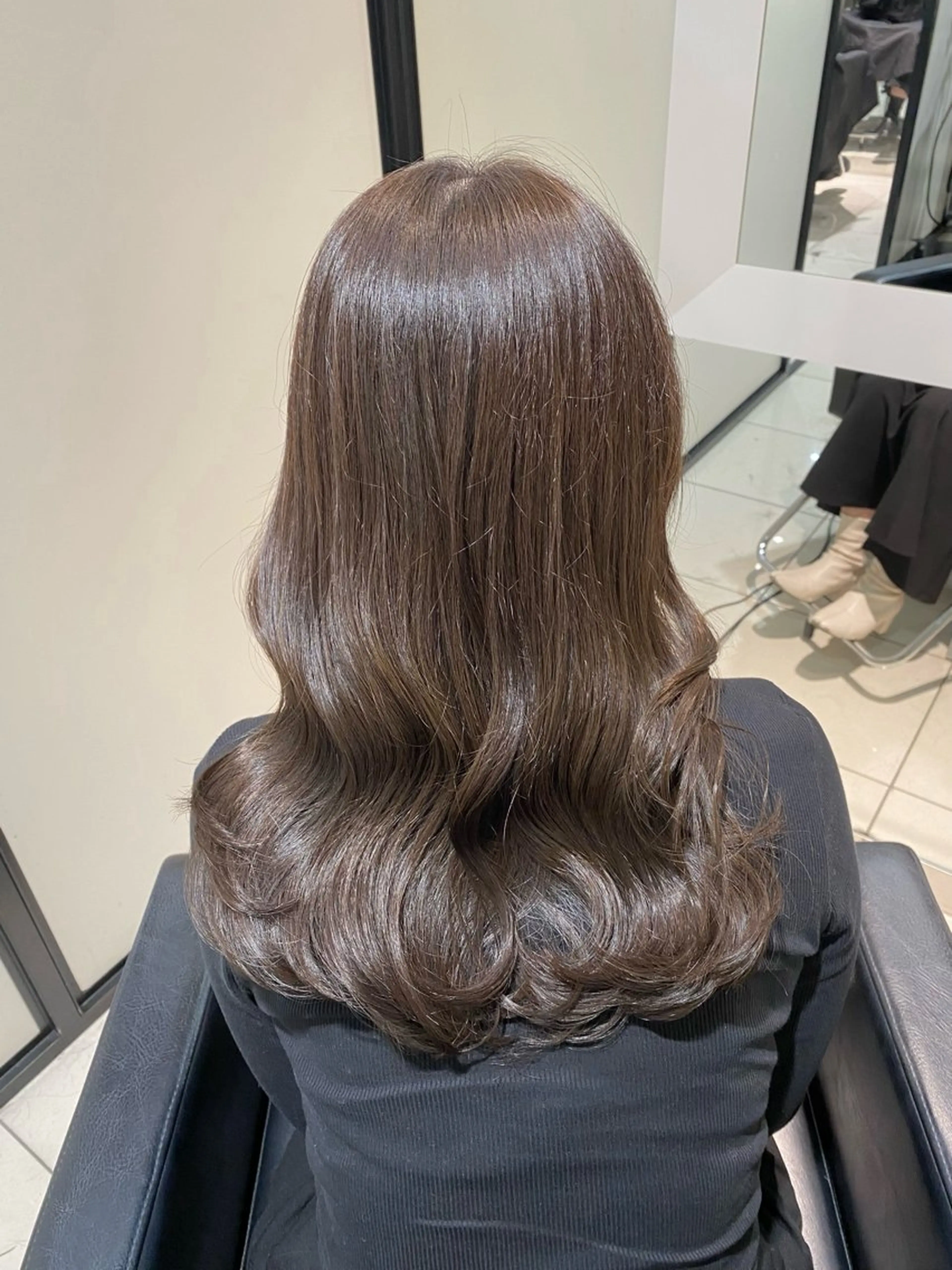 セミロング カラー アッシュ オリーブアッシュ カット ヘアカラー トリートメント グレージュ/レイヤー /韓国ヘア/RISAのヘアスタイル