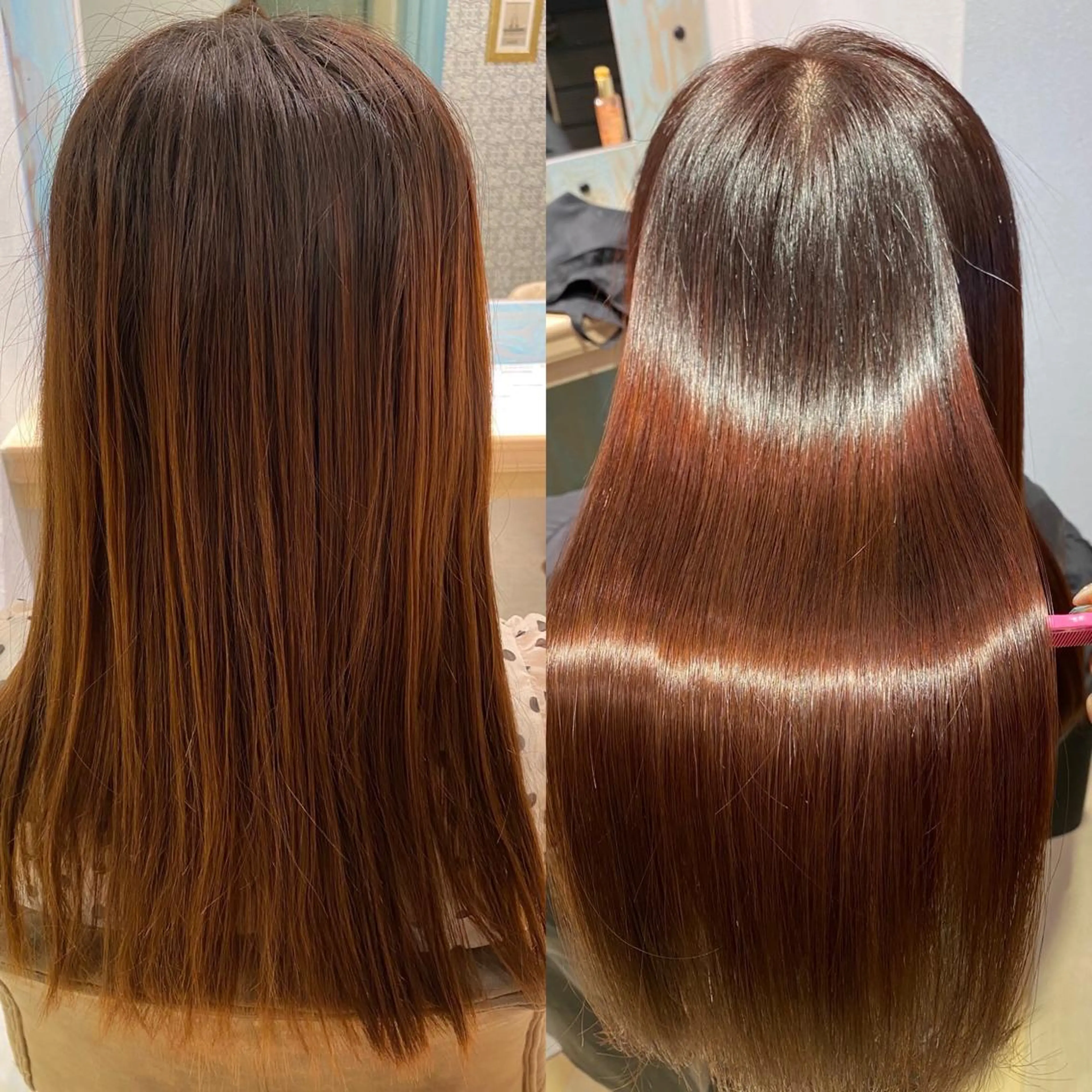 セミロング カット 縮毛矯正 トリートメント 髪質改善　縮毛の達人 矢井由真のヘアスタイル