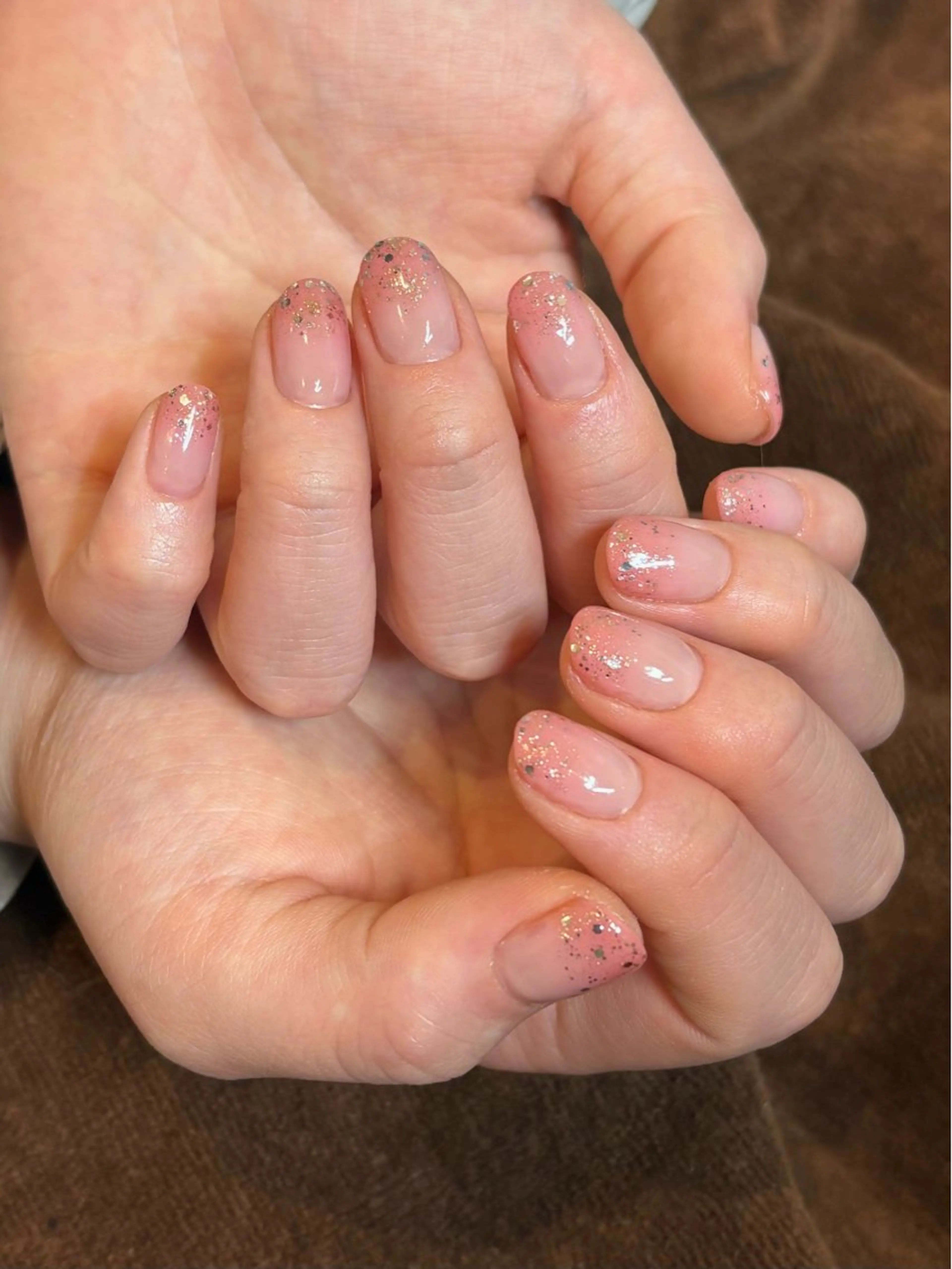 ネイル グラデーション ラメ(グリッター) ピンク ハンドネイル みぎた かのこのネイルデザイン