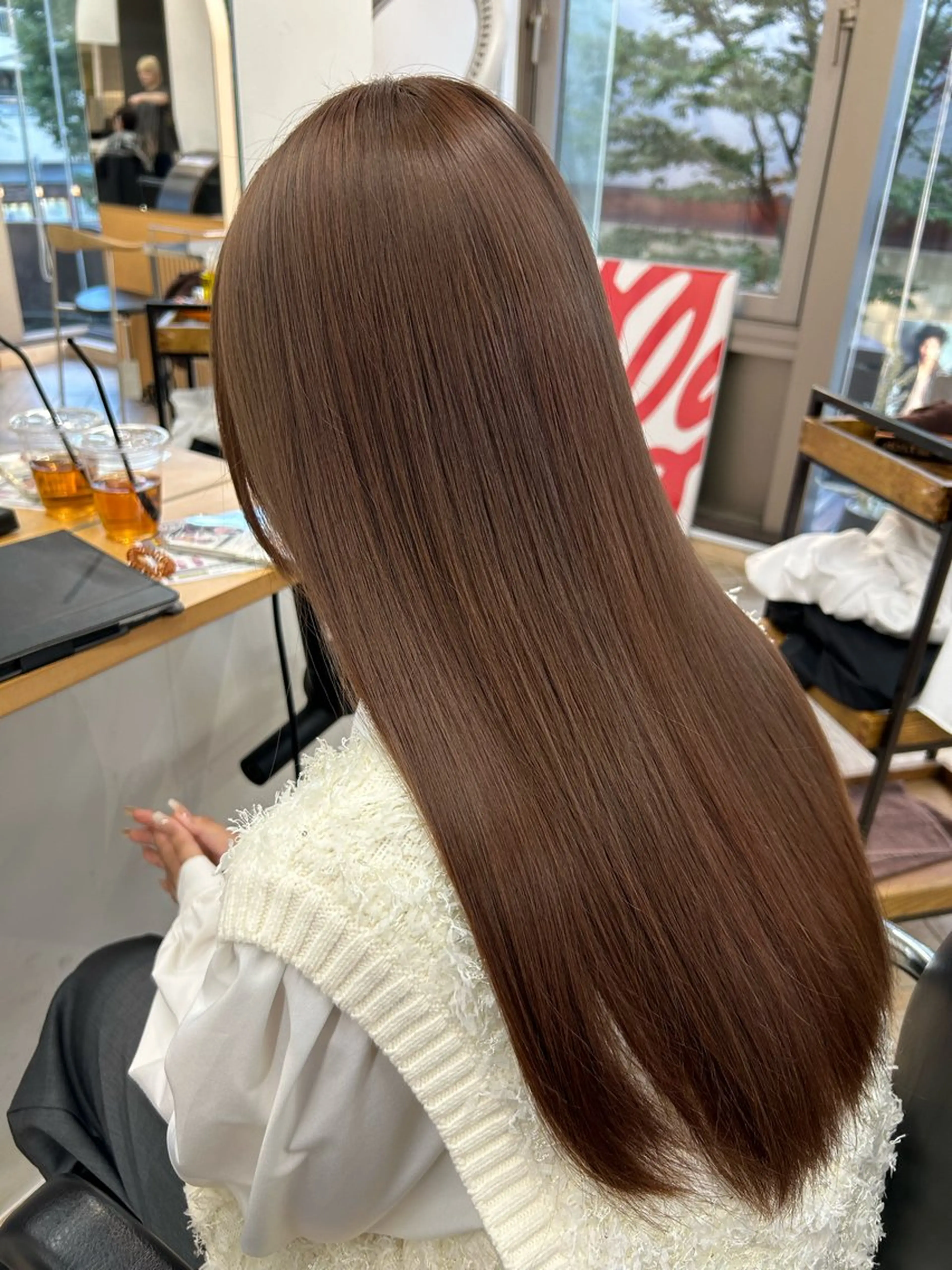 ロング カラー ヘアカラー トリートメント ベージュ/ダブルカラ ー/新潟駅/青柳萌果のヘアスタイル