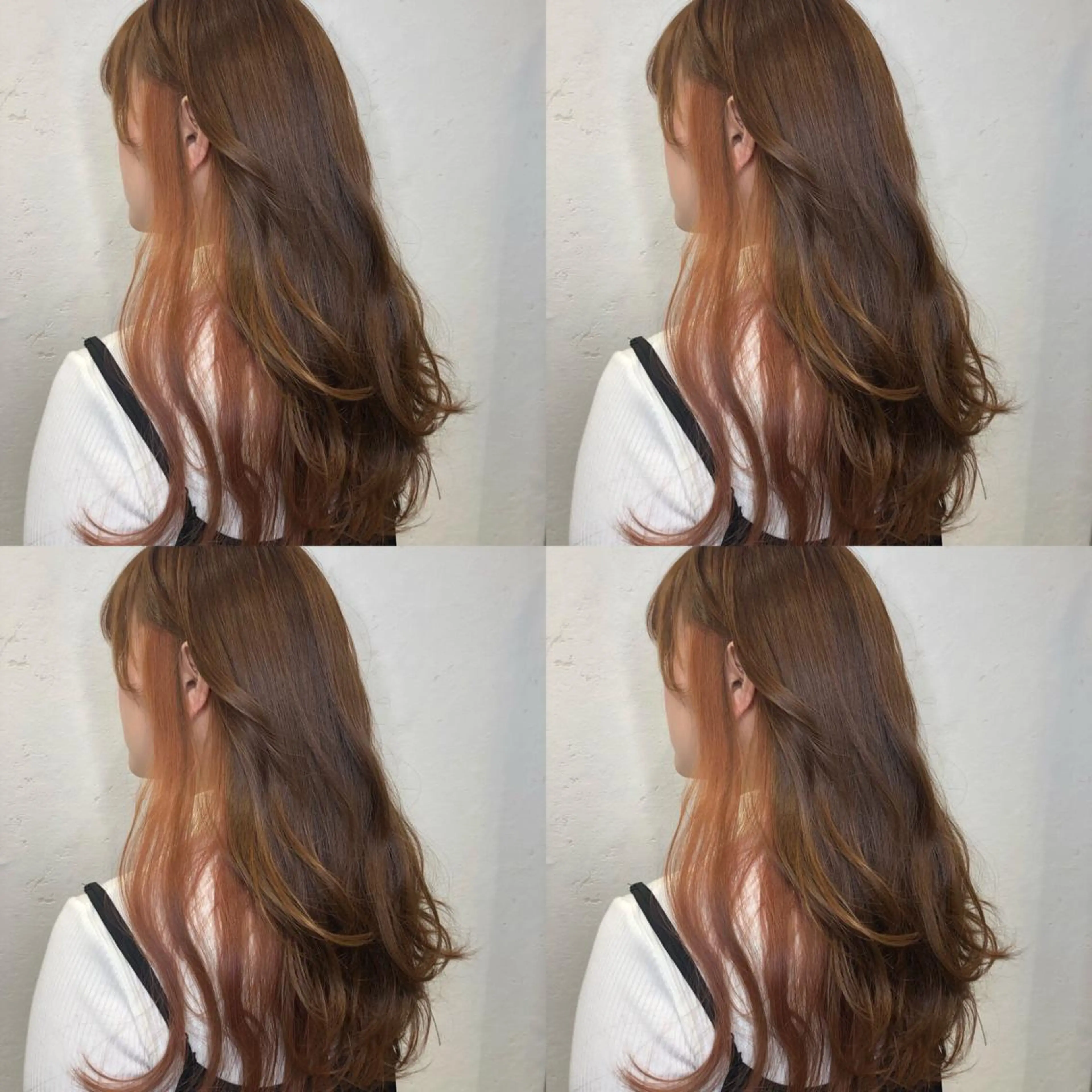 セミロング カラー ブリーチ インナーカラー ピンクカラー あさだ しゅうたろうのヘアスタイル