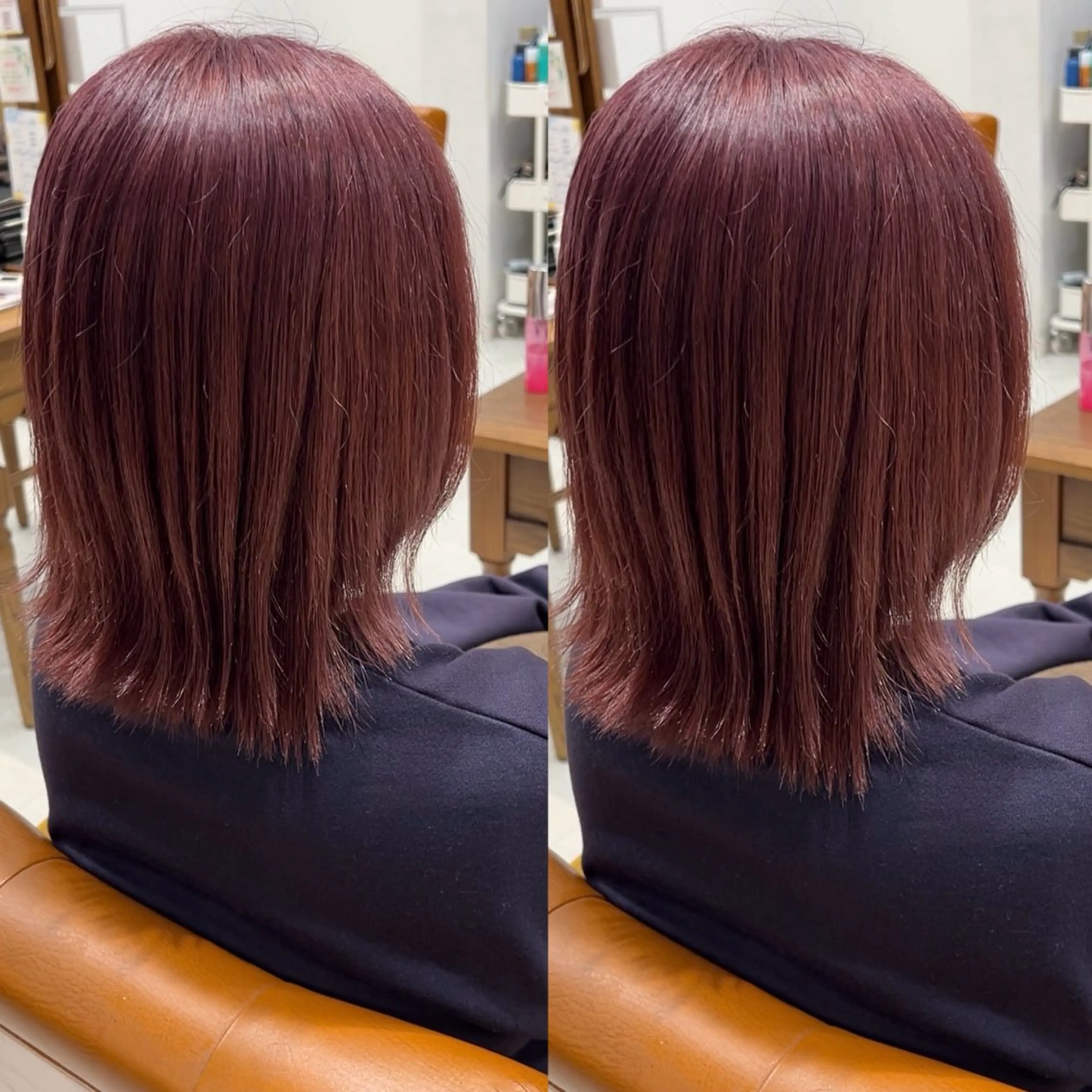 セミロング カラー ブリーチ ピンクカラー パープルカラー ヘアカラー 🫧ボブ/艶髪カラー 伊原修子のヘアスタイル