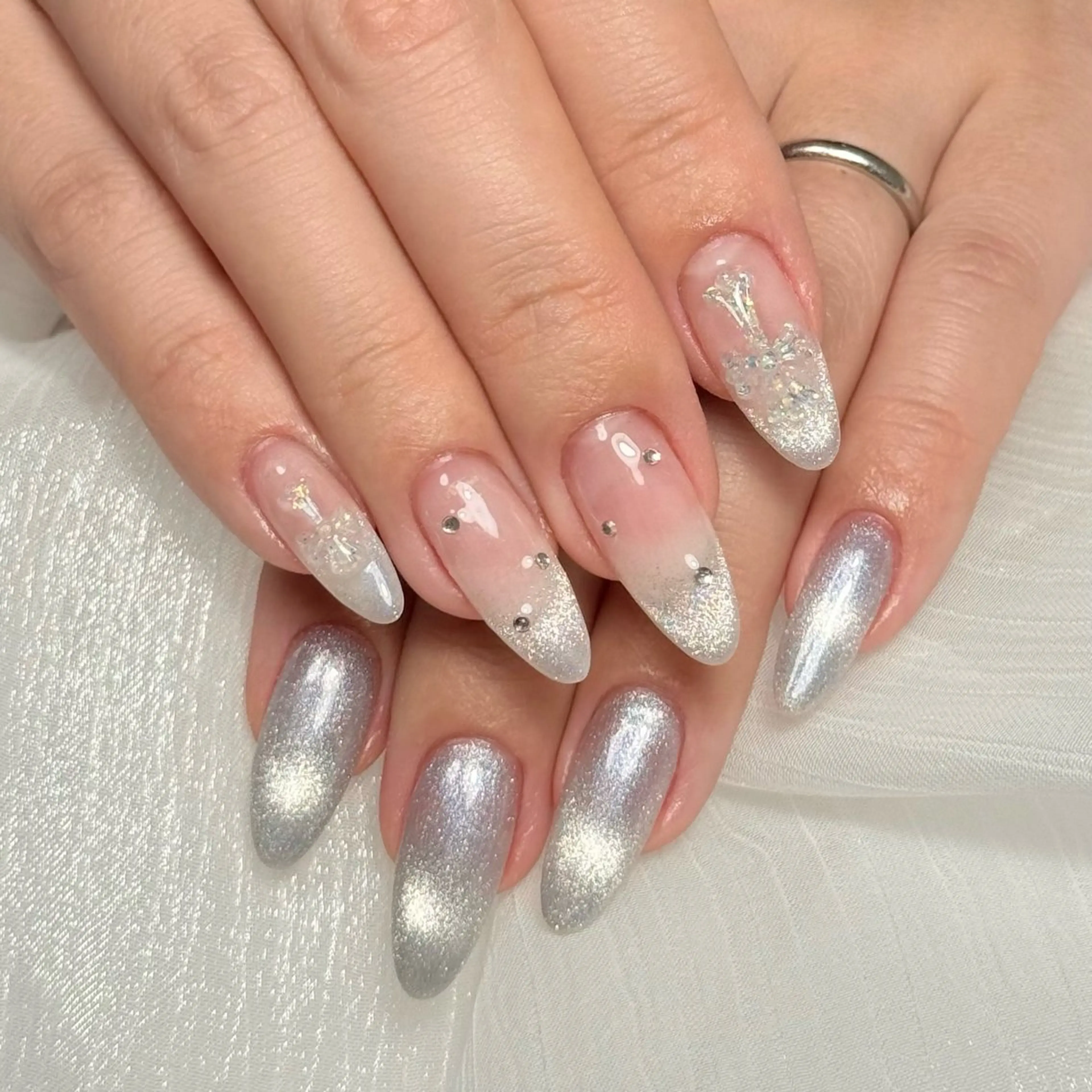 ネイル ブルー マグネットネイル ハンドネイル calm nailのネイルデザイン