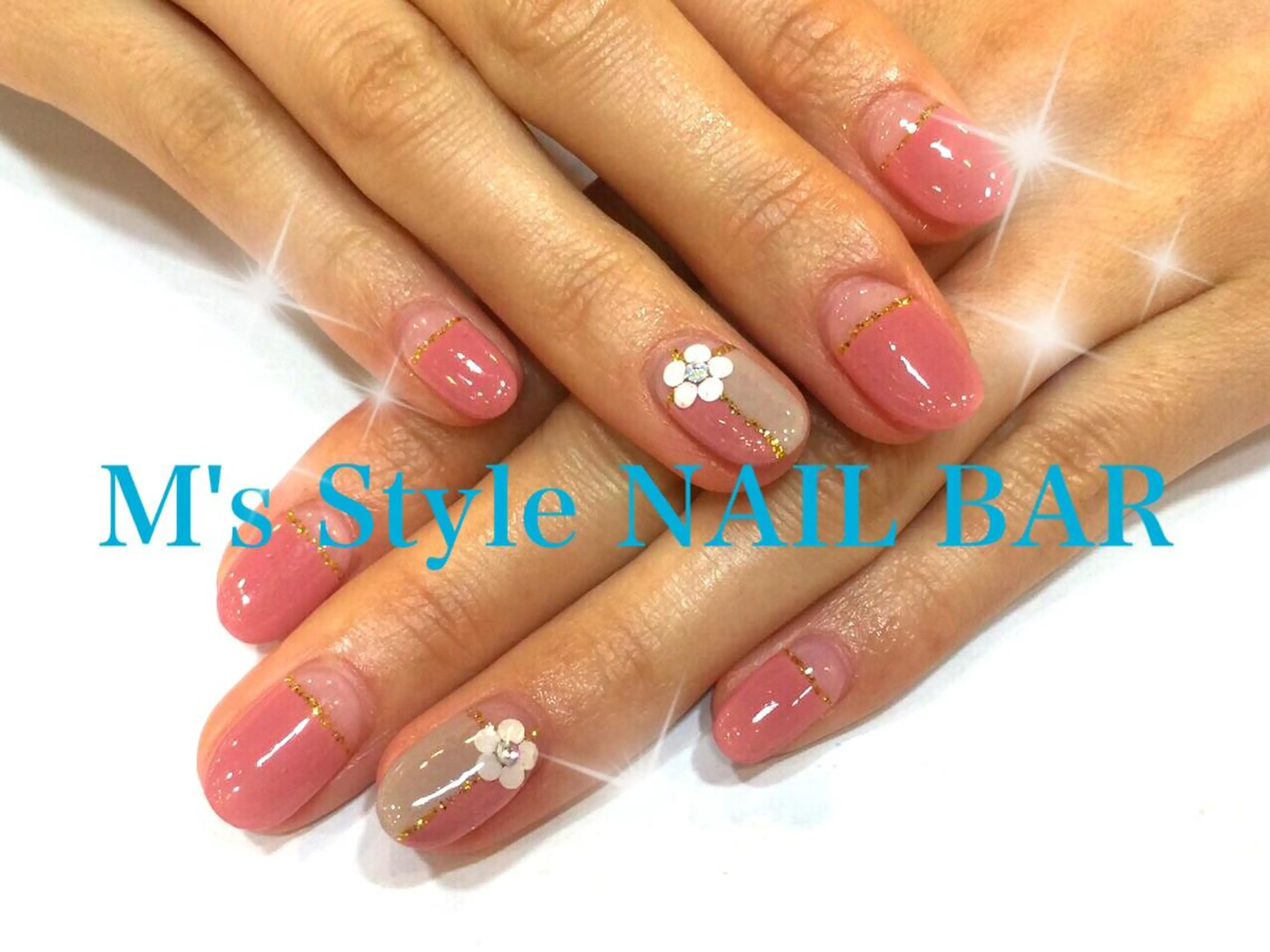 ネイル フレンチネイル ピンク ハンドネイル M's Style NAIL BARのネイルデザイン