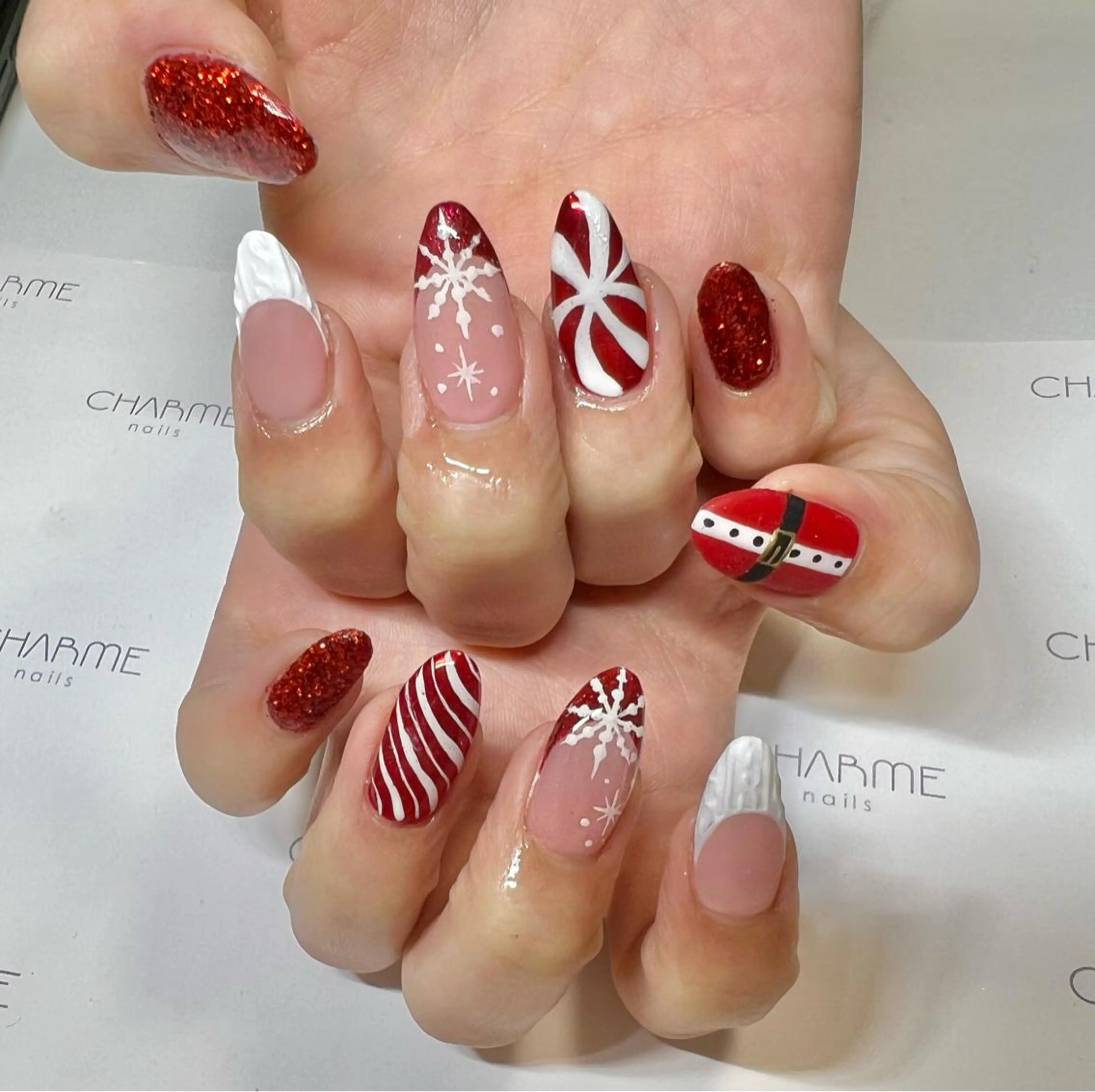 ネイル 冬ネイル クリスマス ハンドネイル CHARME 🤎〔RINA〕のネイルデザイン