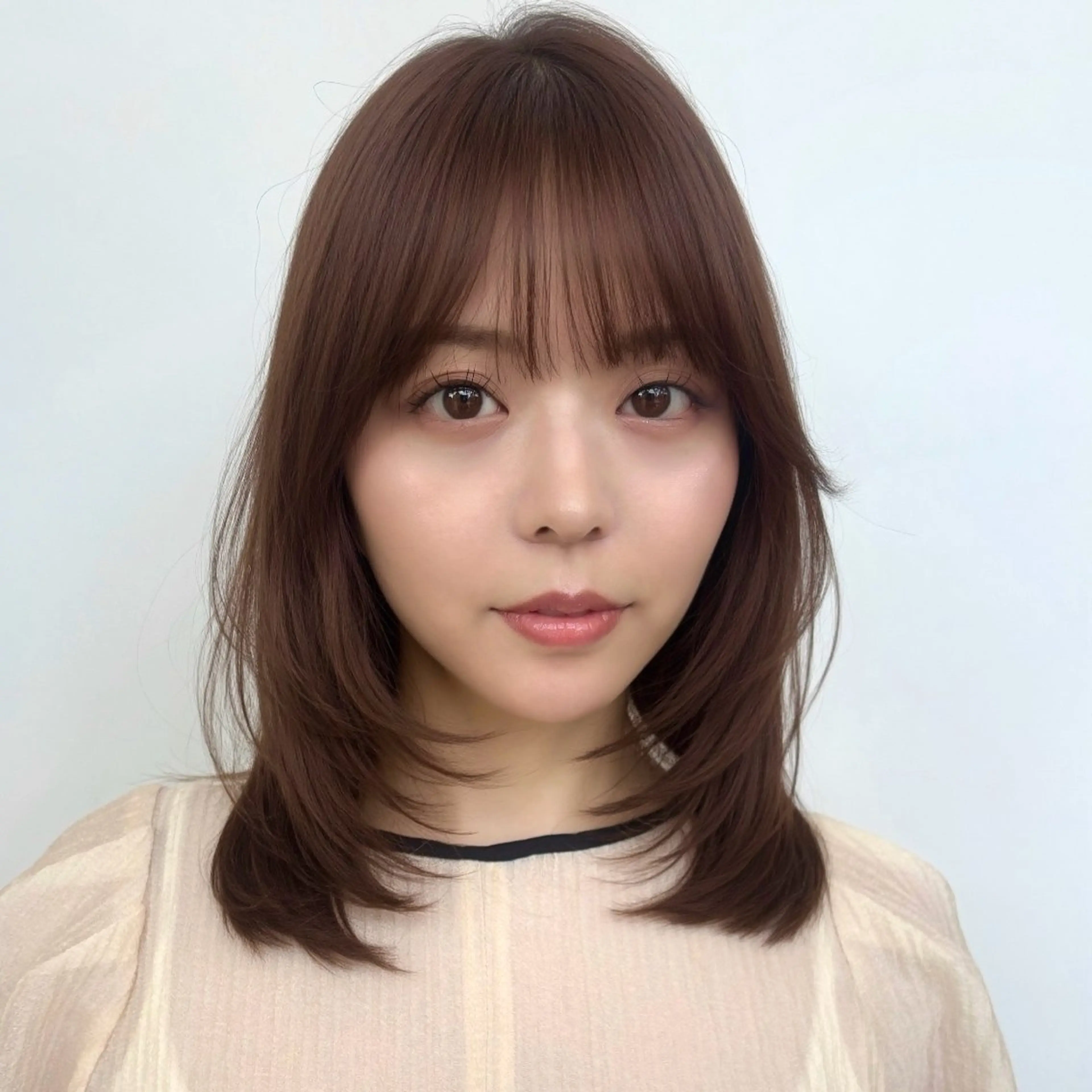 ミディアム カラー ミディアムレイヤー ブラウンカラー チョコレートブラウン レイヤーカット カット ヘアカラー トリートメント 顔まわり🥨レイヤー /透明感/水口舞奈のヘアスタイル