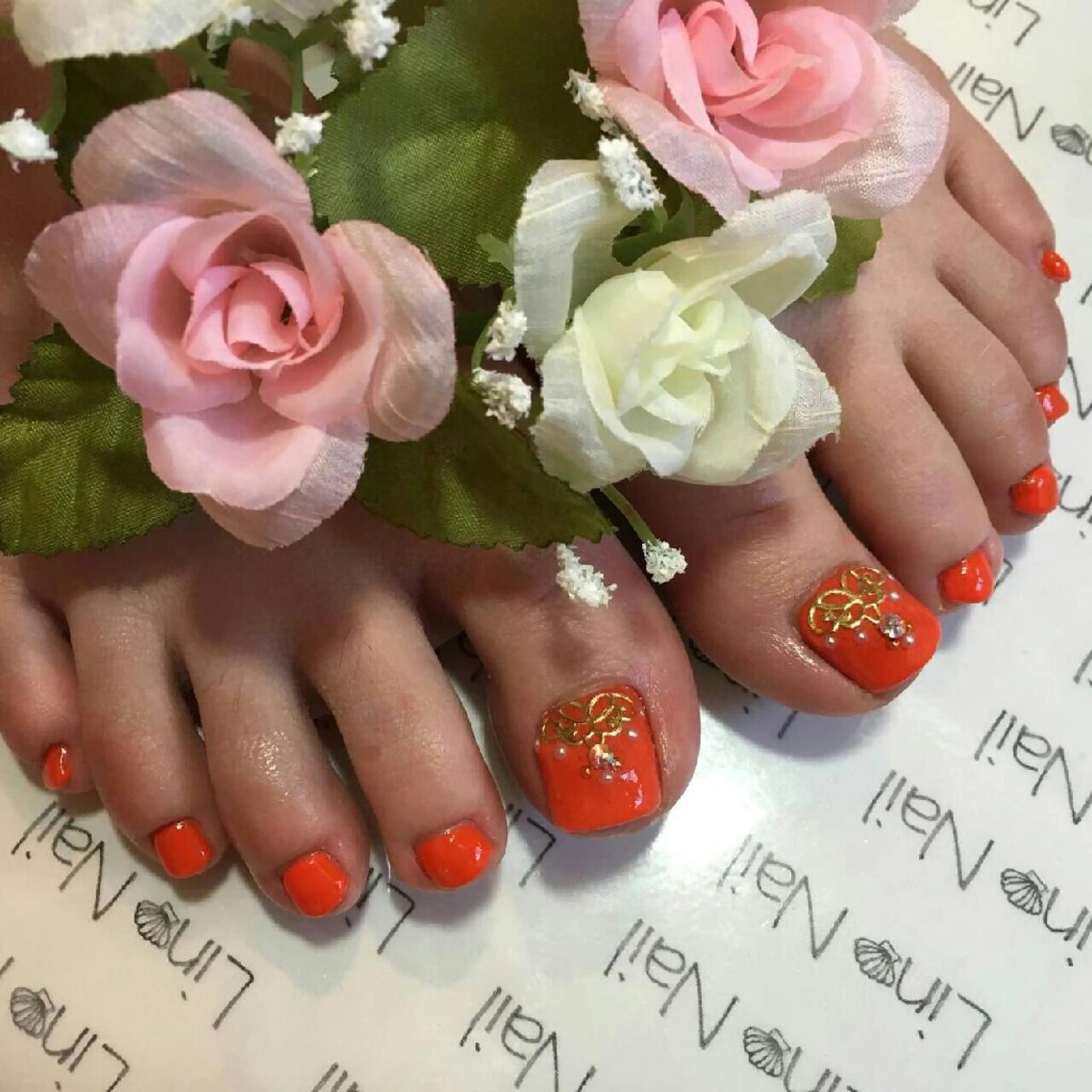 カラー ショート ネイル まつエク アートネイル フットネイル Lino Nail sekitomiのネイルデザイン