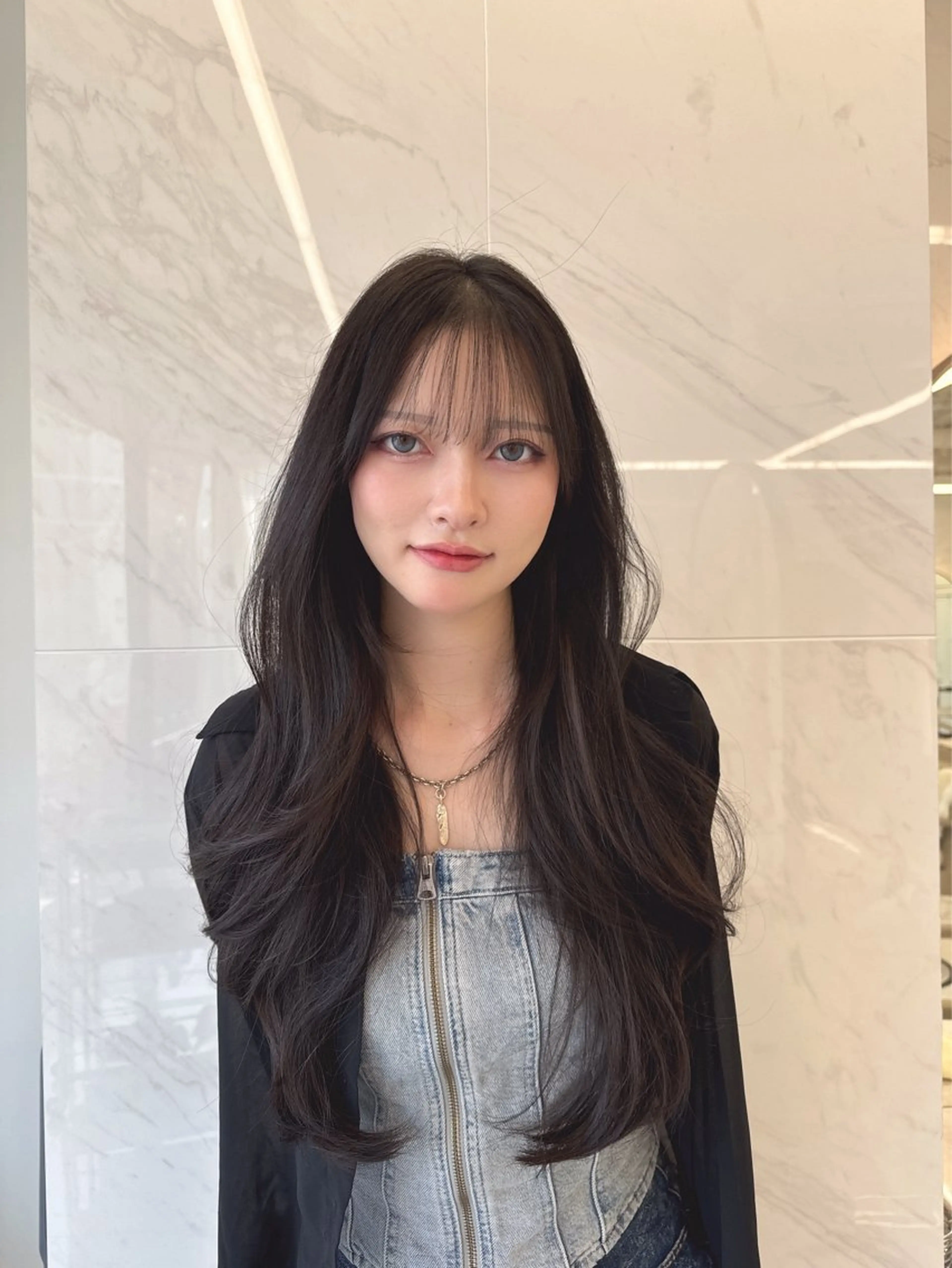 ロング のり🐼顔まわり/ 韓国/レイヤーカットのヘアスタイル
