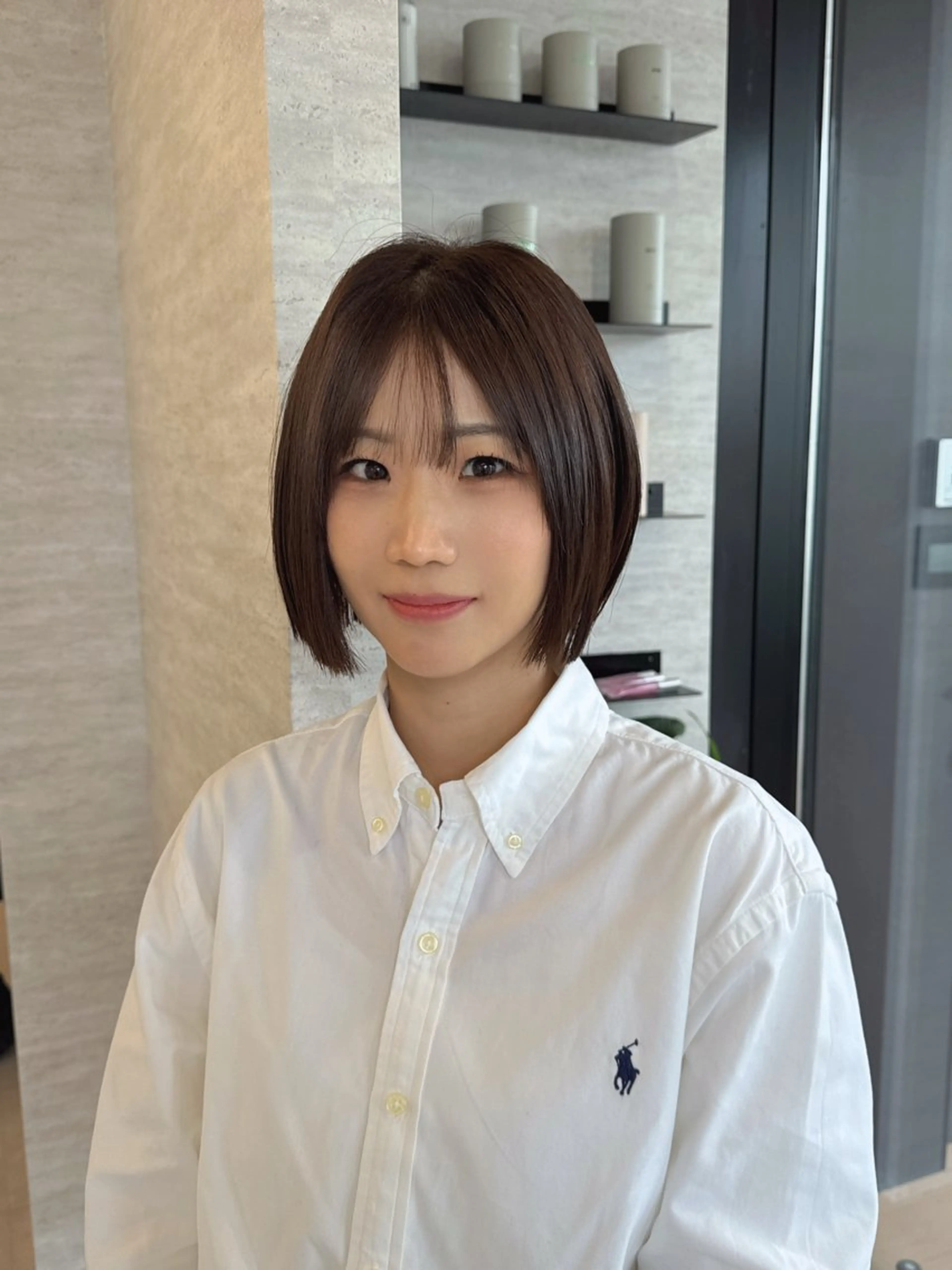 ミディアム カラー ヘアアレンジ ヘアカラー トリートメント ヘアセット 韓国レイヤーカット/ 儚げカラーチナツのヘアスタイル