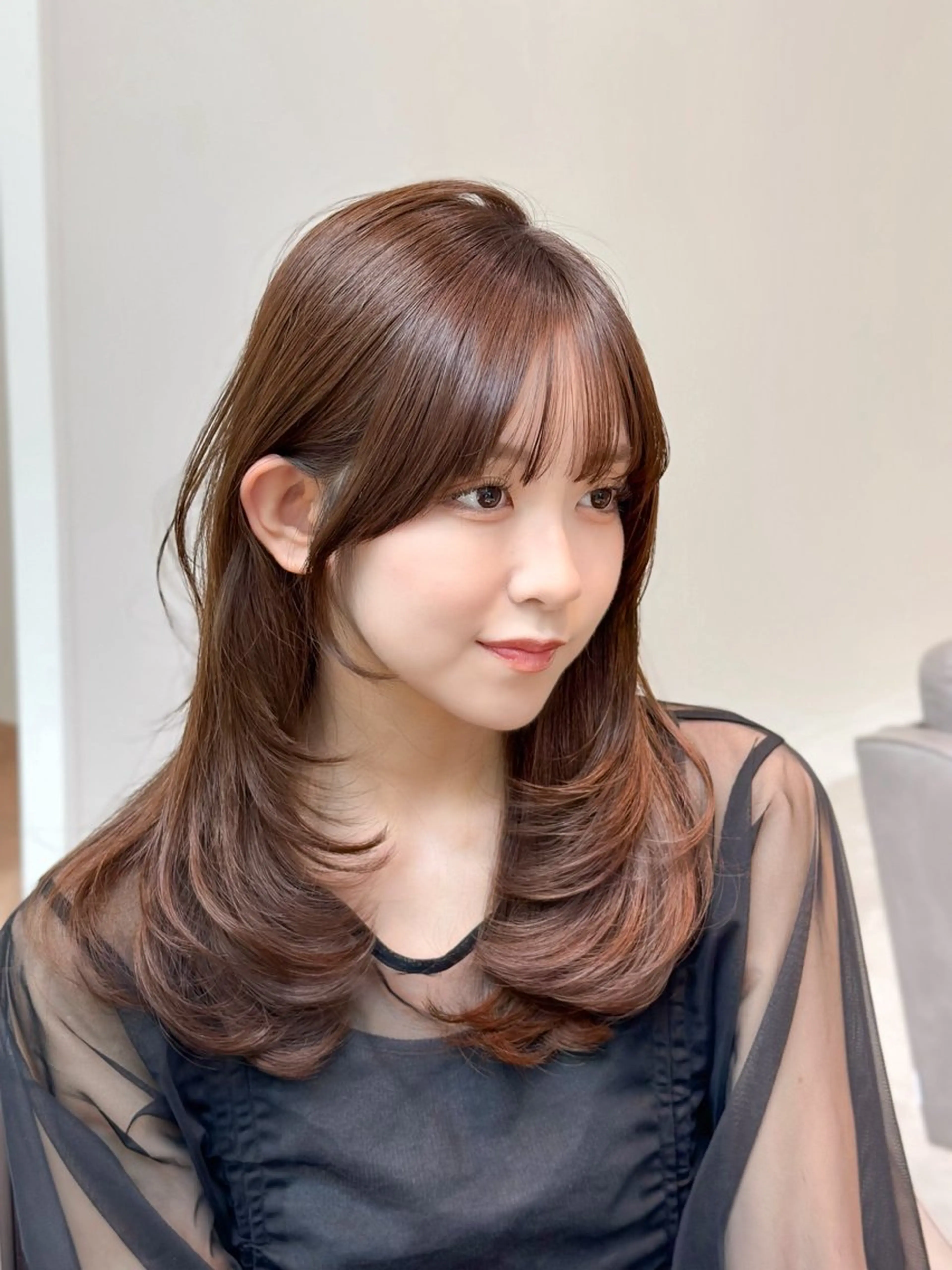 セミロング レイヤーカット 縮毛矯正 特化生田のヘアスタイル