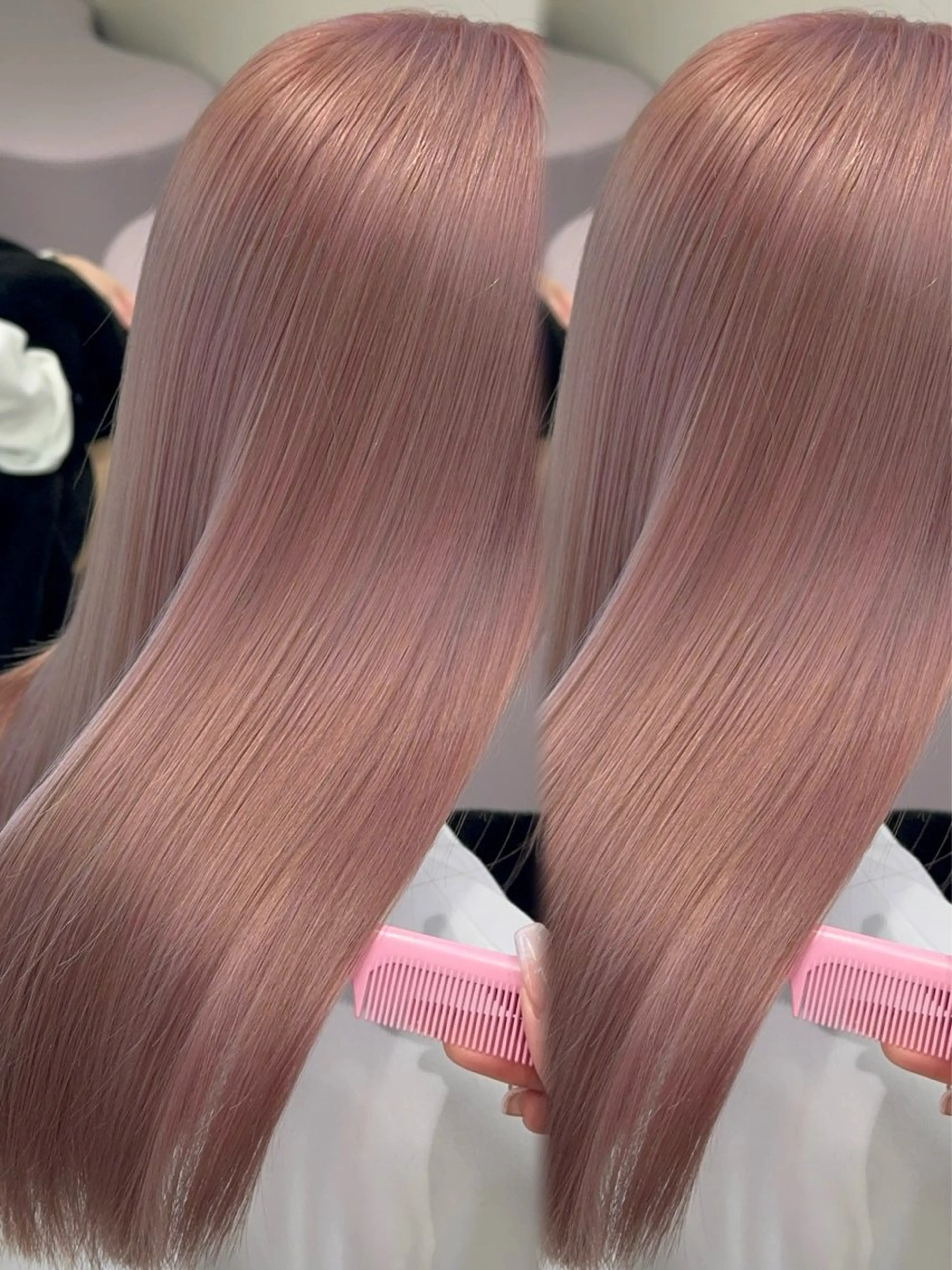 ミディアム カラー ピンクカラー カット ヘアカラー ozaki renaのヘアスタイル