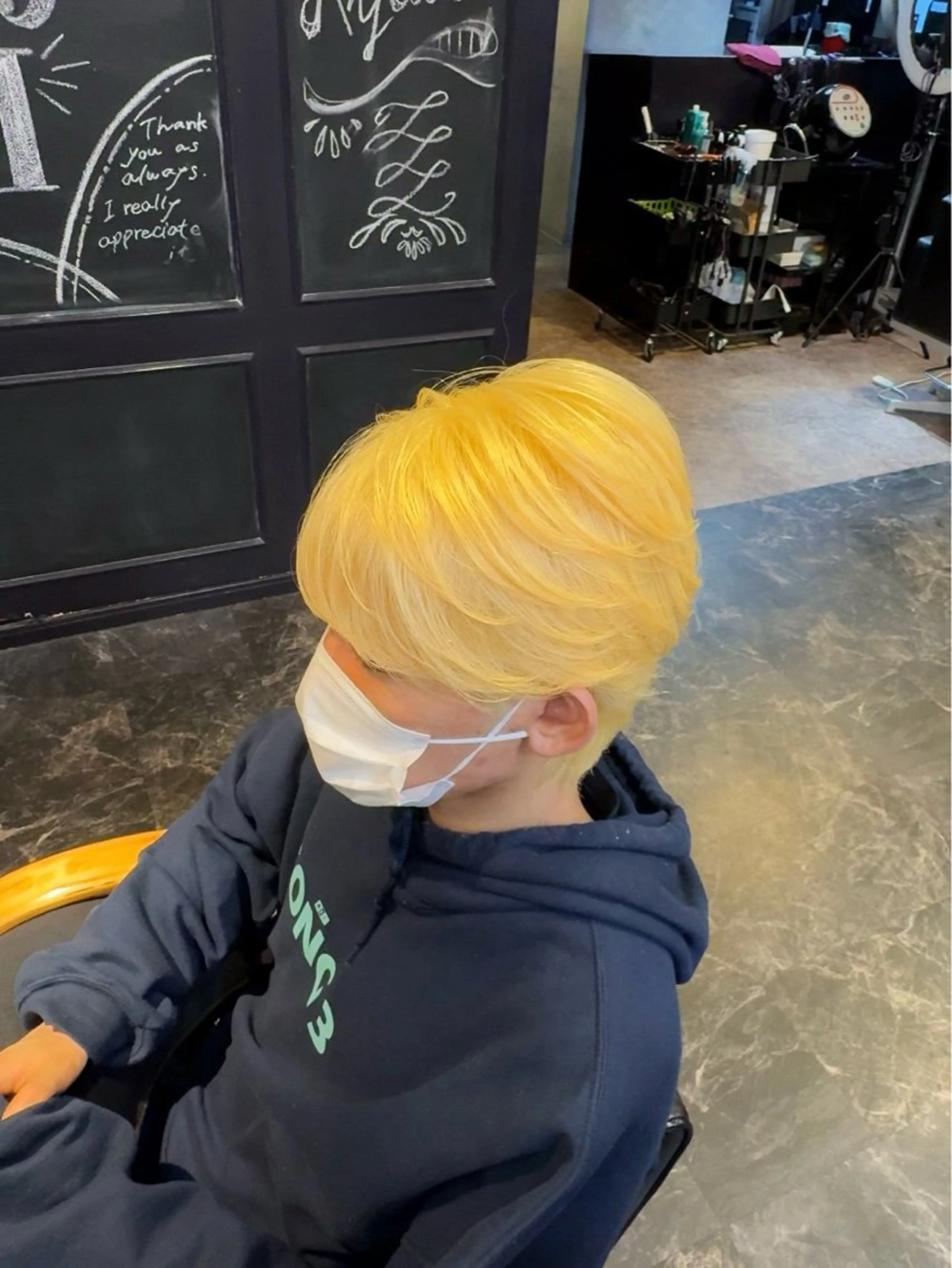 ミディアム カラー メンズ ブロンド カット ヘアカラー 店長 ハイトーン× 髪質改善/舘野 涼太のヘアスタイル