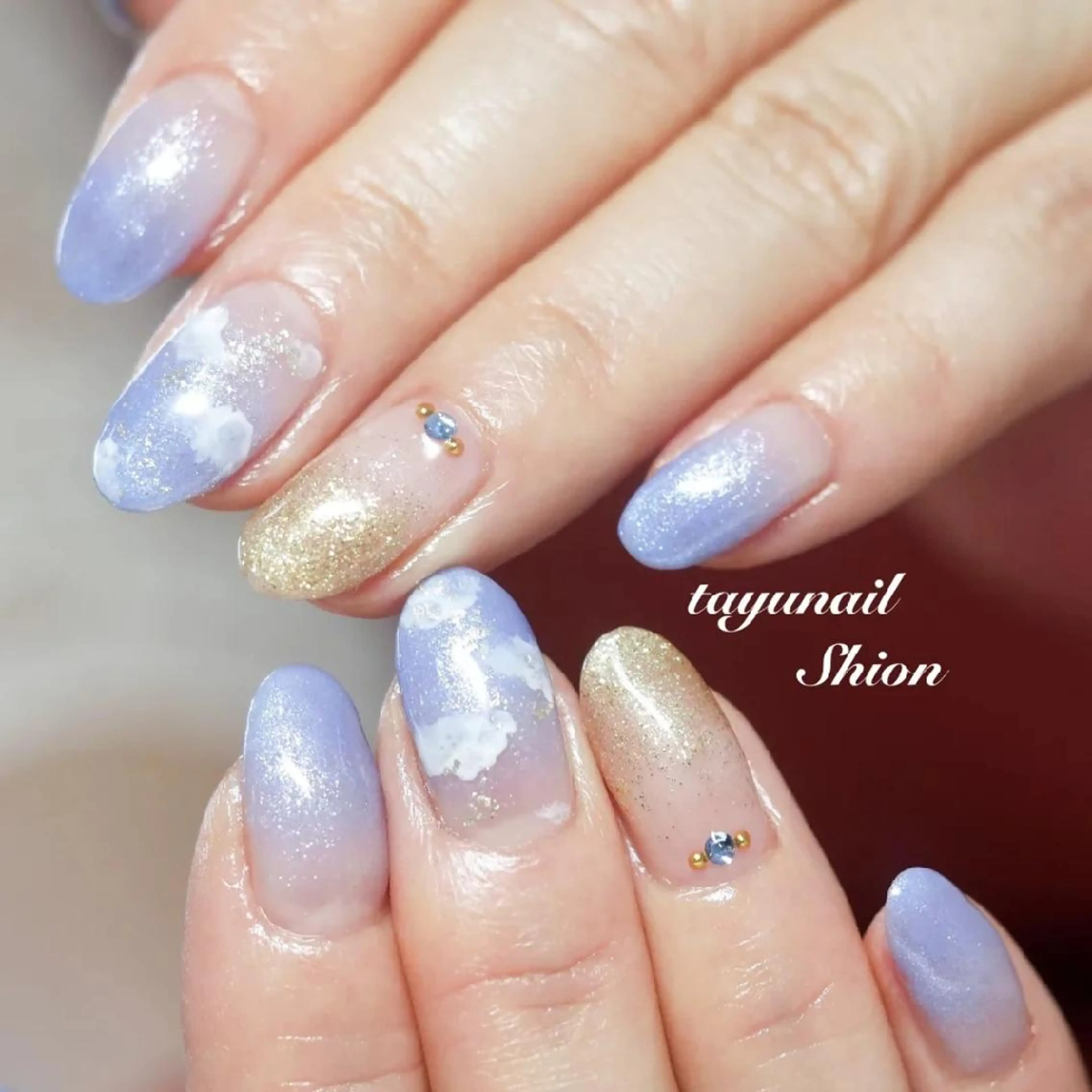 ネイル ブルー ジェルネイル グラデーション パラジェル 夏ネイル ネイルサロン 【たゆnail】のネイルデザイン