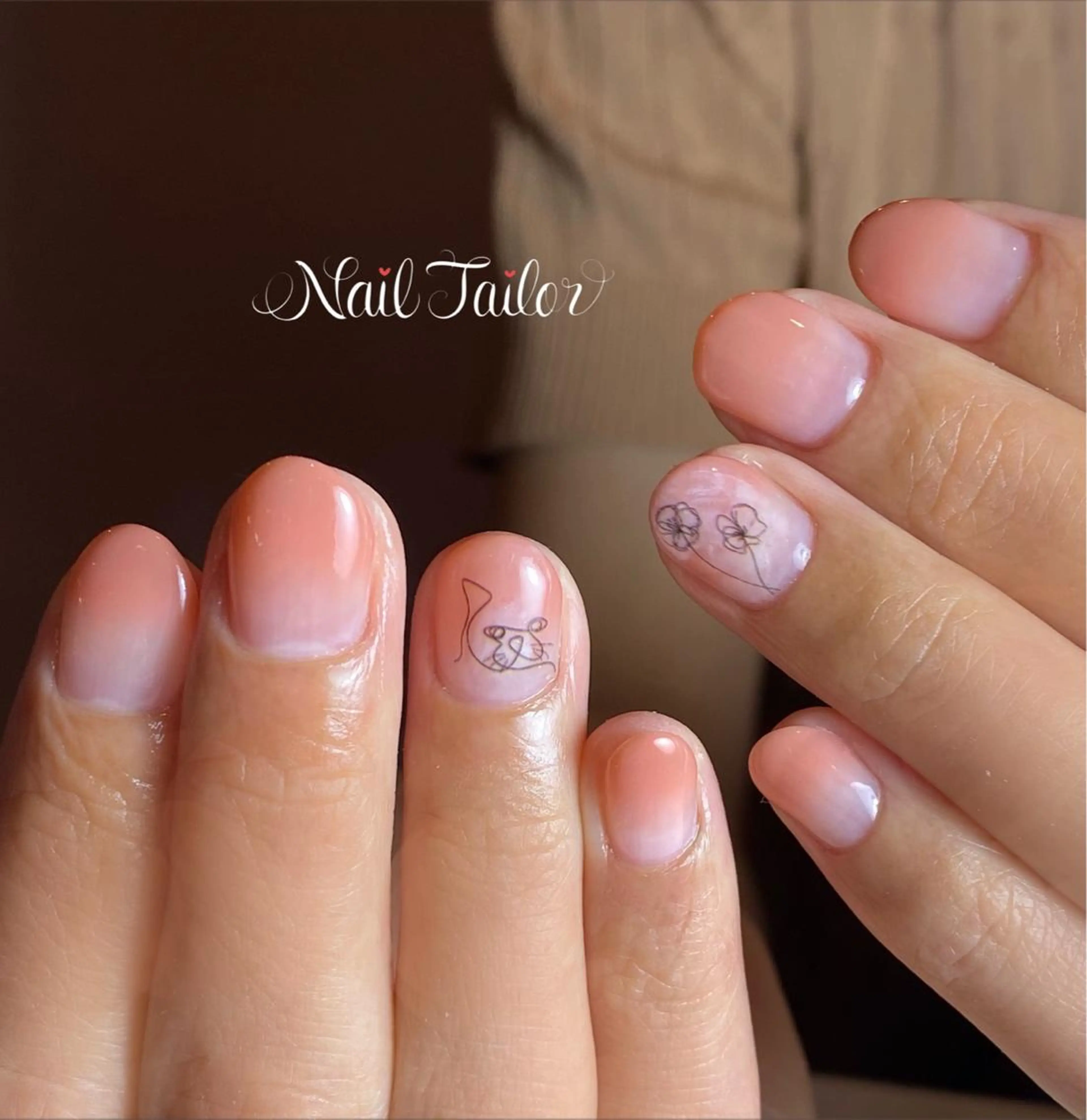 ネイル 長さ出し ジェルネイル グラデーション ニュアンスネイル オフィスネイル ハンドネイル NailTailor ネイルテイラーのネイルデザイン