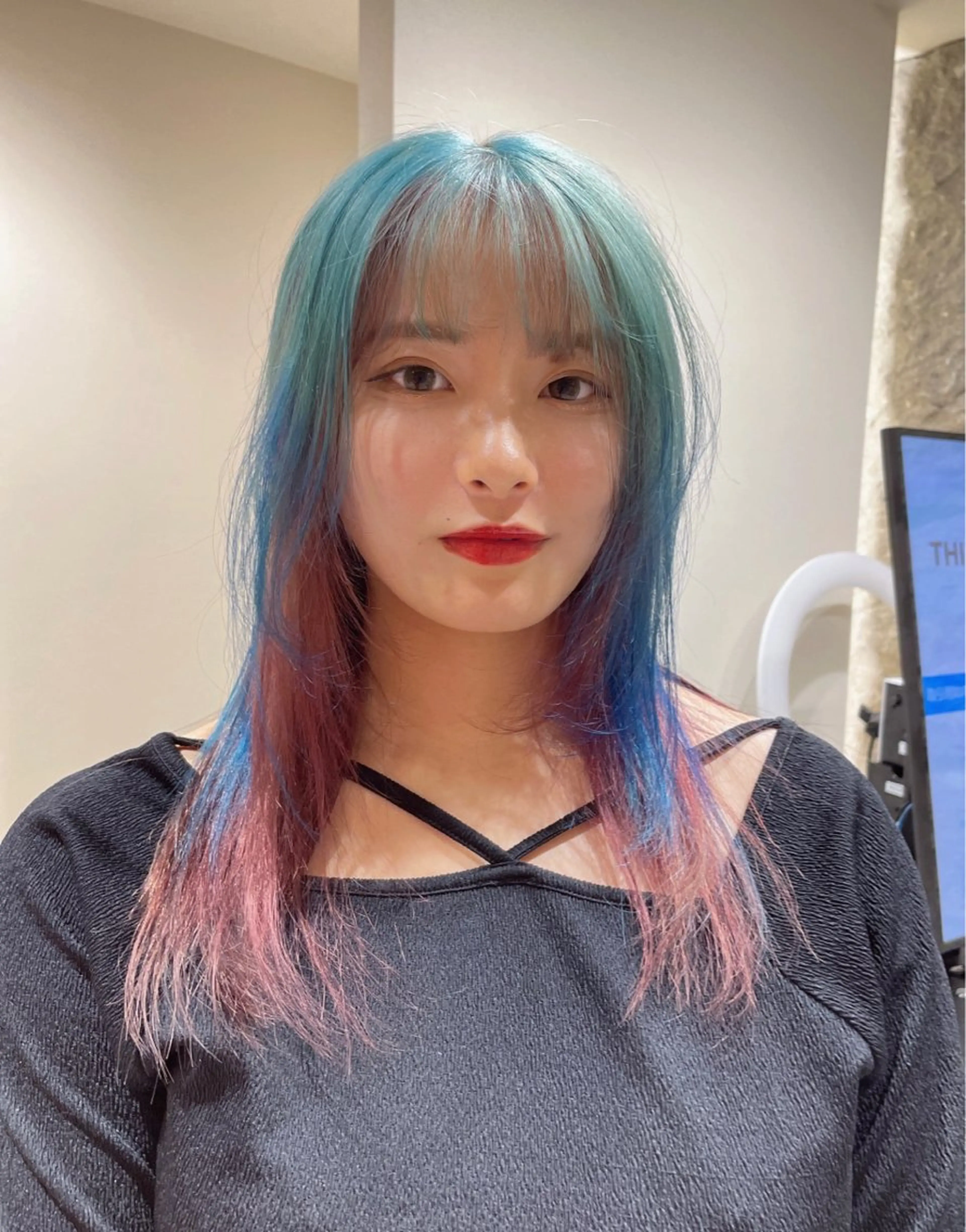 セミロング カラー 難波/心斎橋/ボブ/ 髪質改善/ハイトーンのヘアスタイル