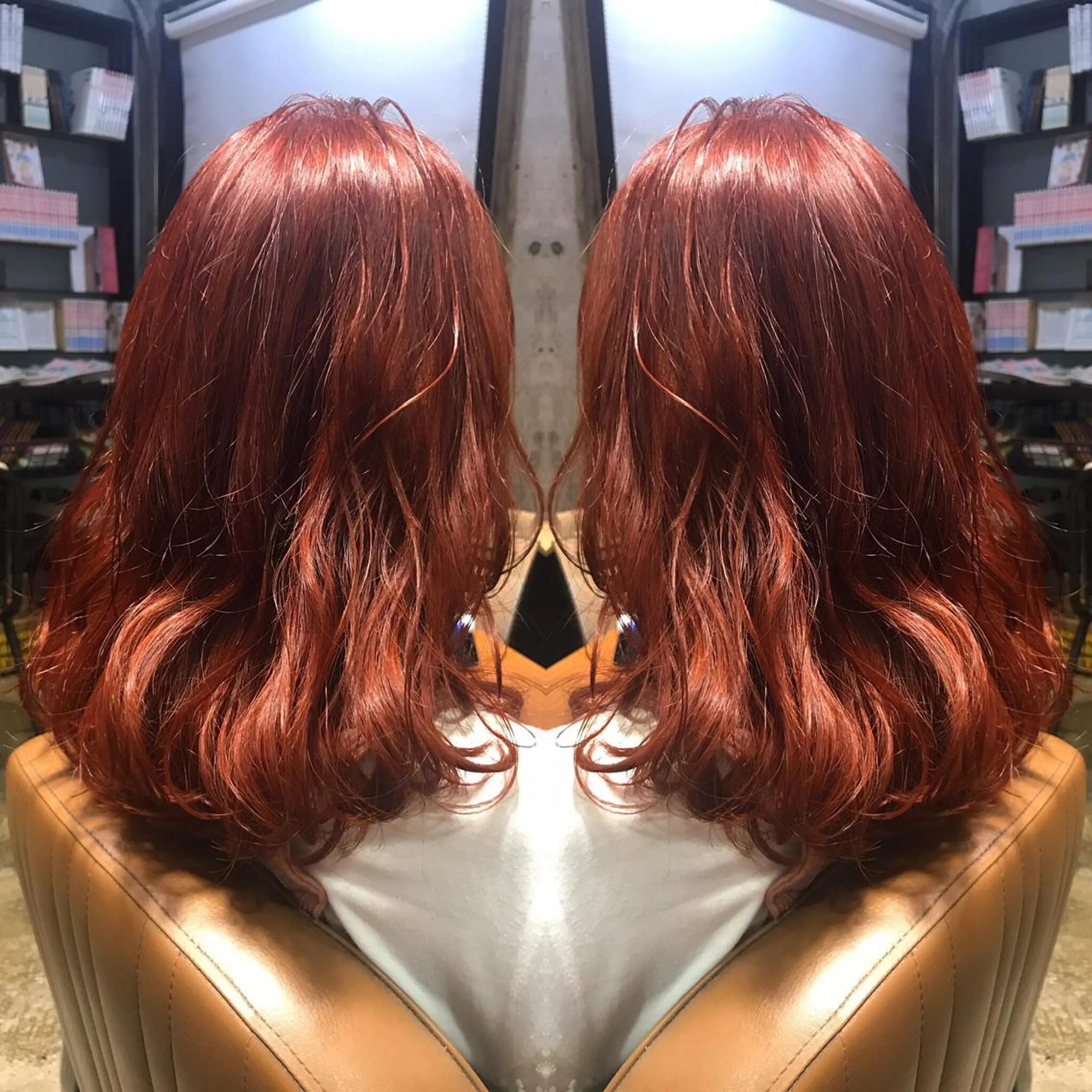 ミディアム カラー パーマ ヘアアレンジ メンズ キッズ ネイル マツエク・マツパ ダブルカラー オレンジ カラーマツエク オレンジ サロンドミルク 原宿のヘアスタイル