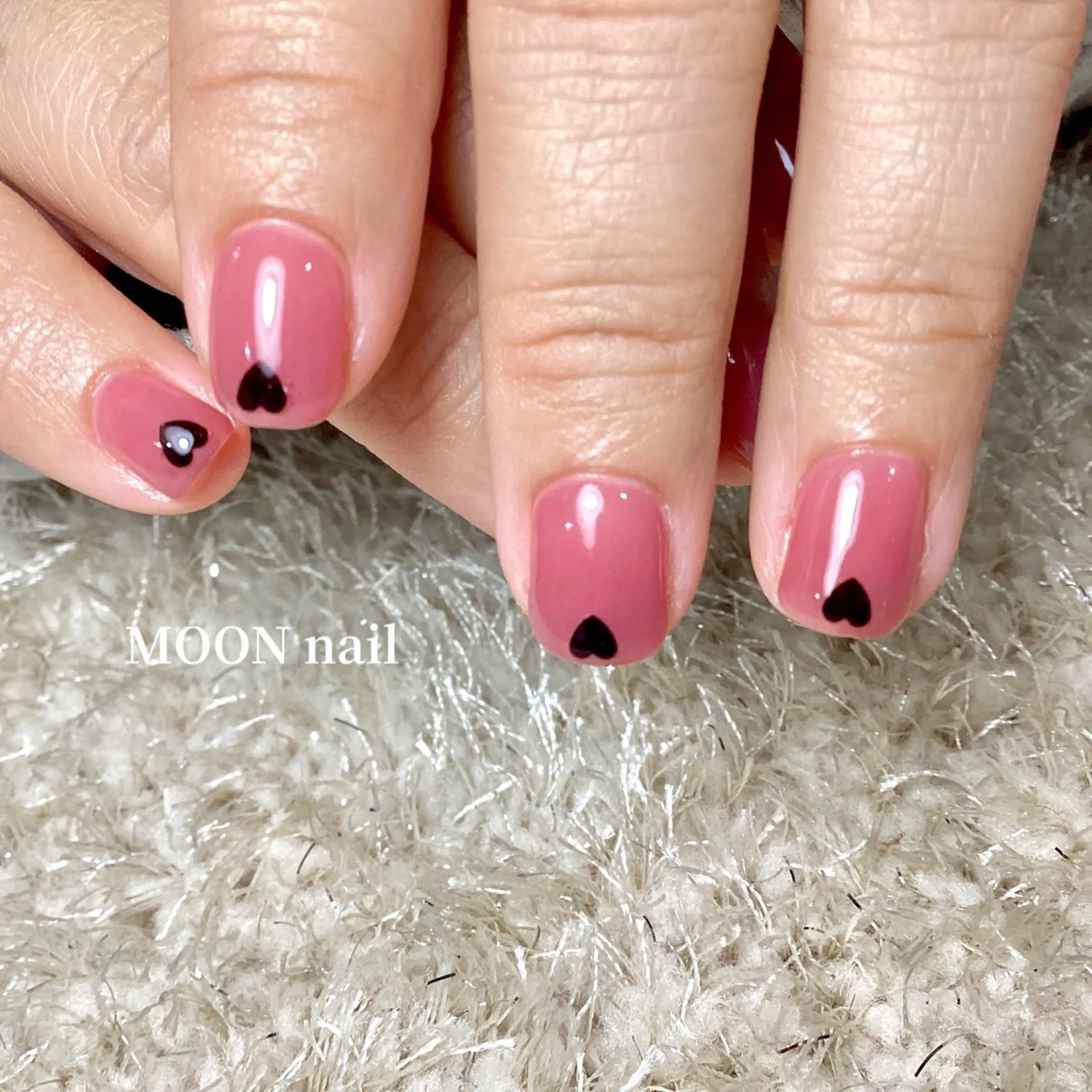 ネイル ハート ワンカラーネイル ハンドネイル 浦添 MOON  nailのネイルデザイン