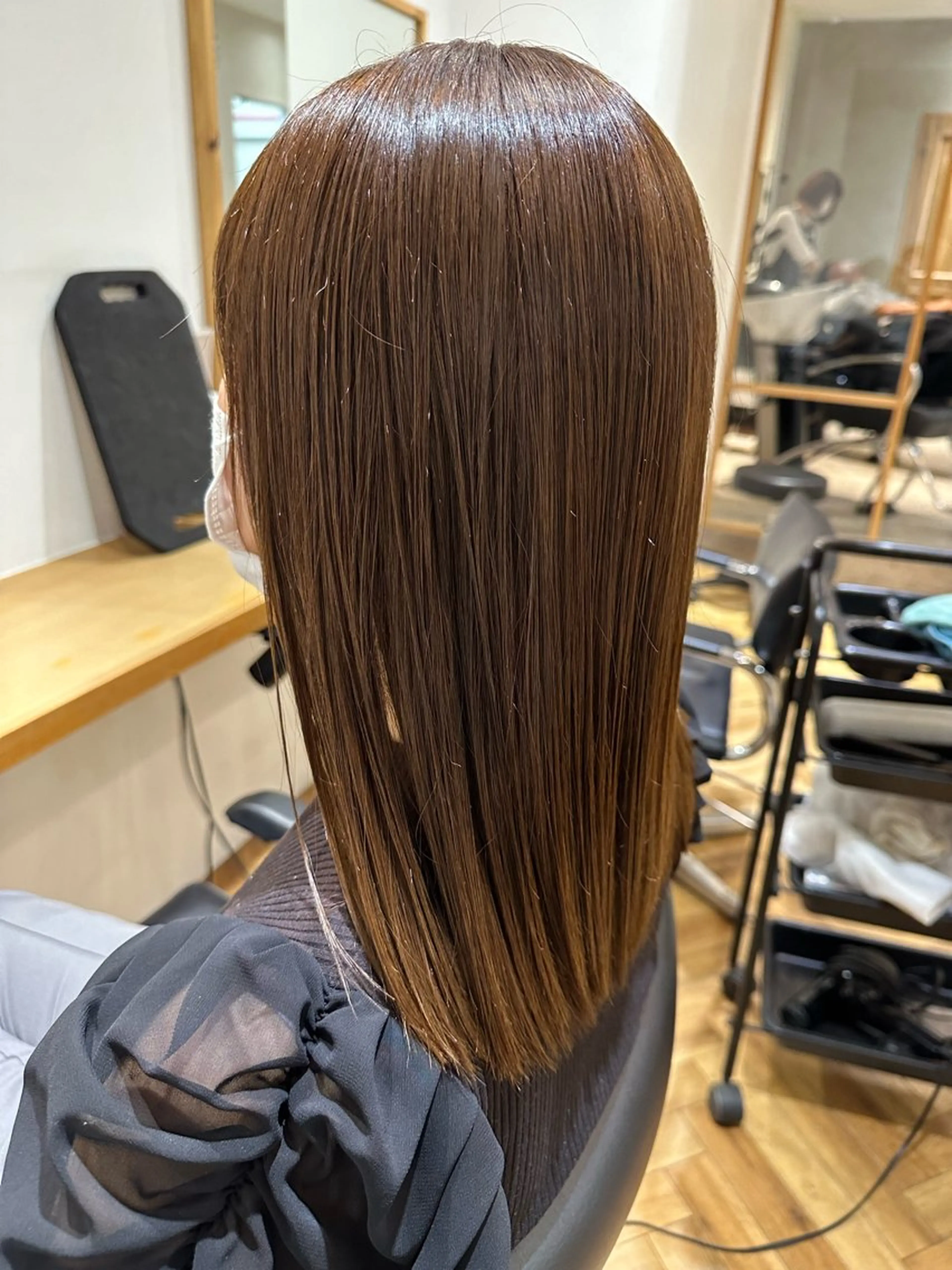 ロング カラー オリーブカラー カット ヘアカラー トリートメント 織田 ゆみのヘアスタイル