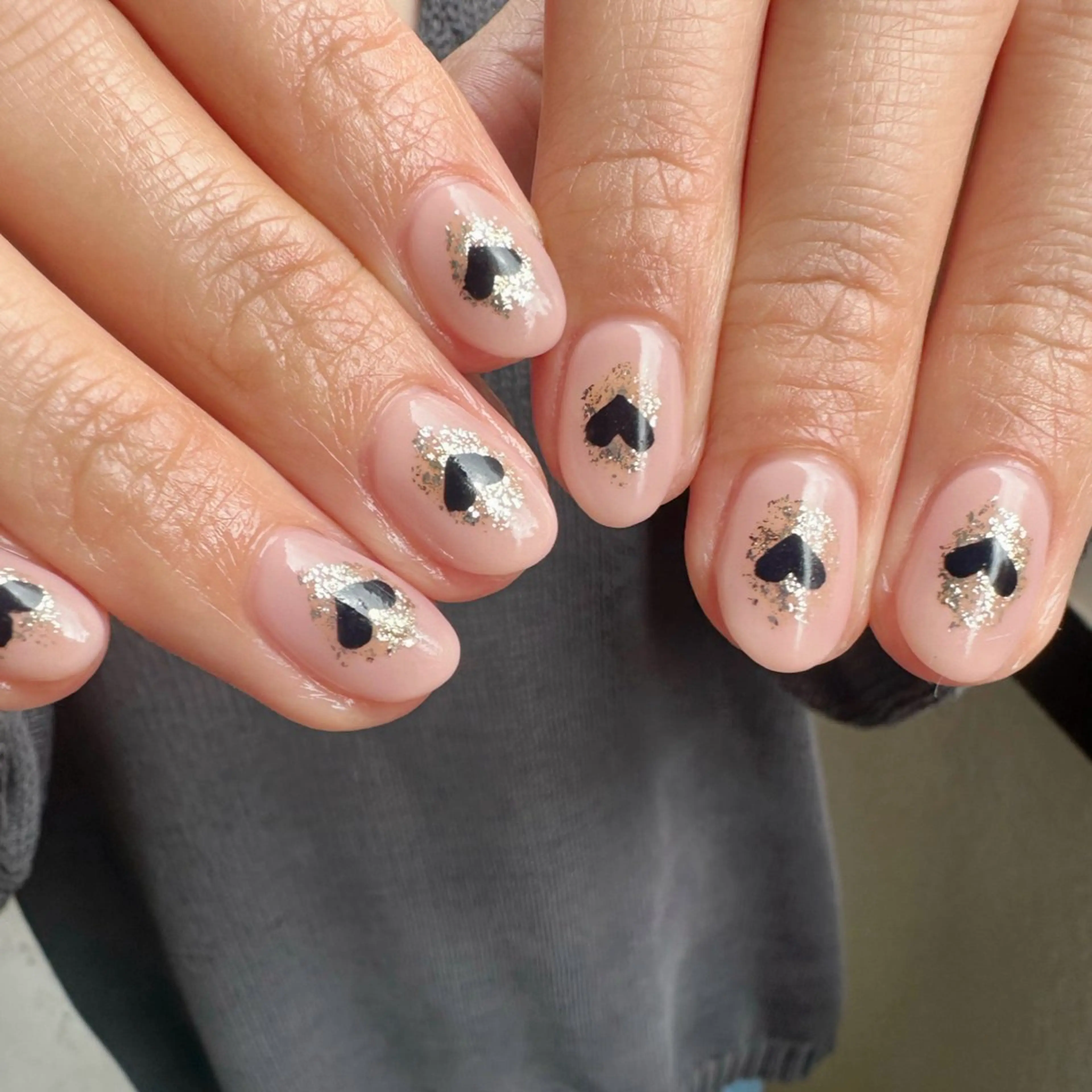 ネイル クリアネイル ゴールド ハート 氷ネイル・うるうるネイル 韓国ネイル 🪞KAPE NAIL 🪞のネイルデザイン