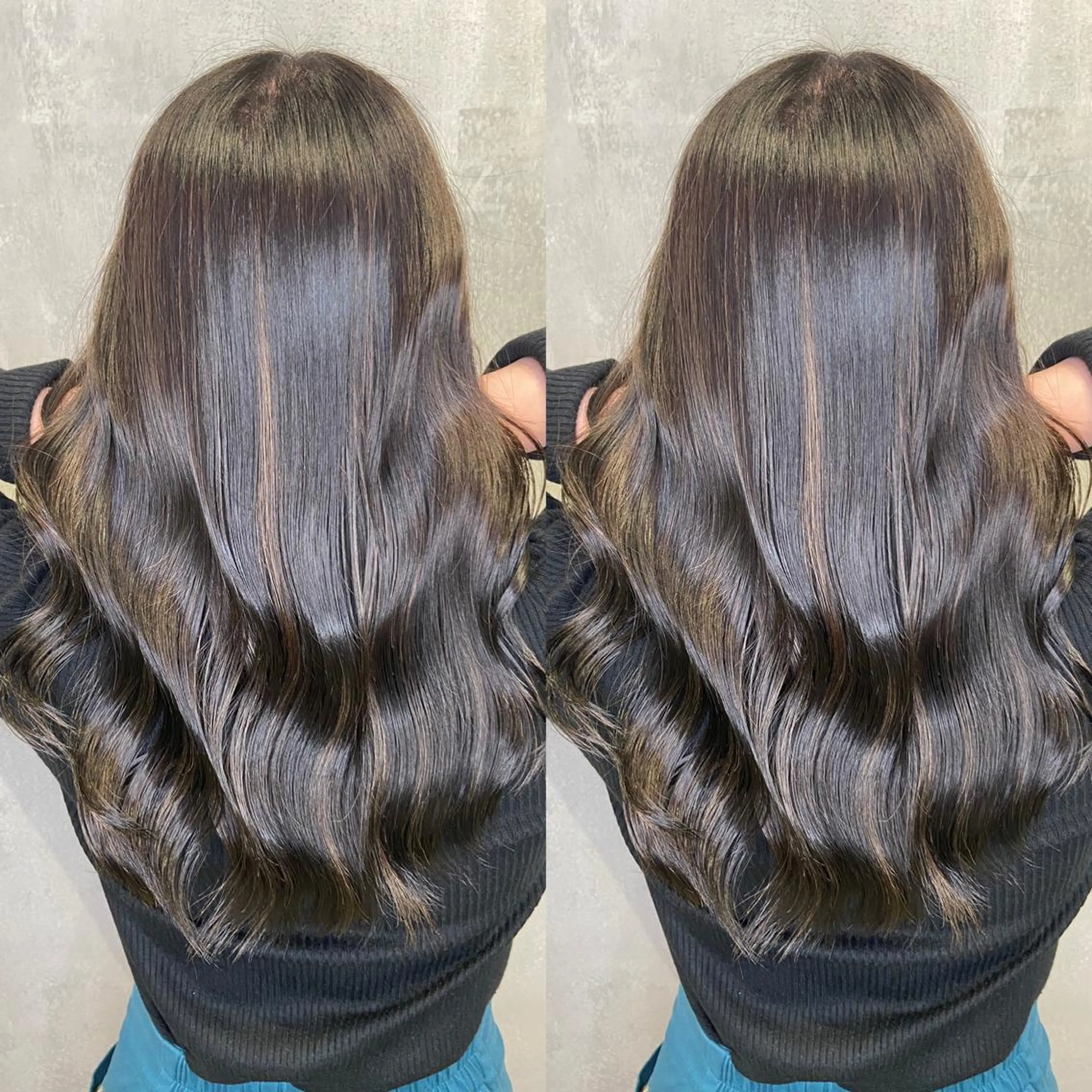 セミロング カラー ハイライトカラー ハイライト 髪質改善 ツバサ 髪質改善のヘアスタイル