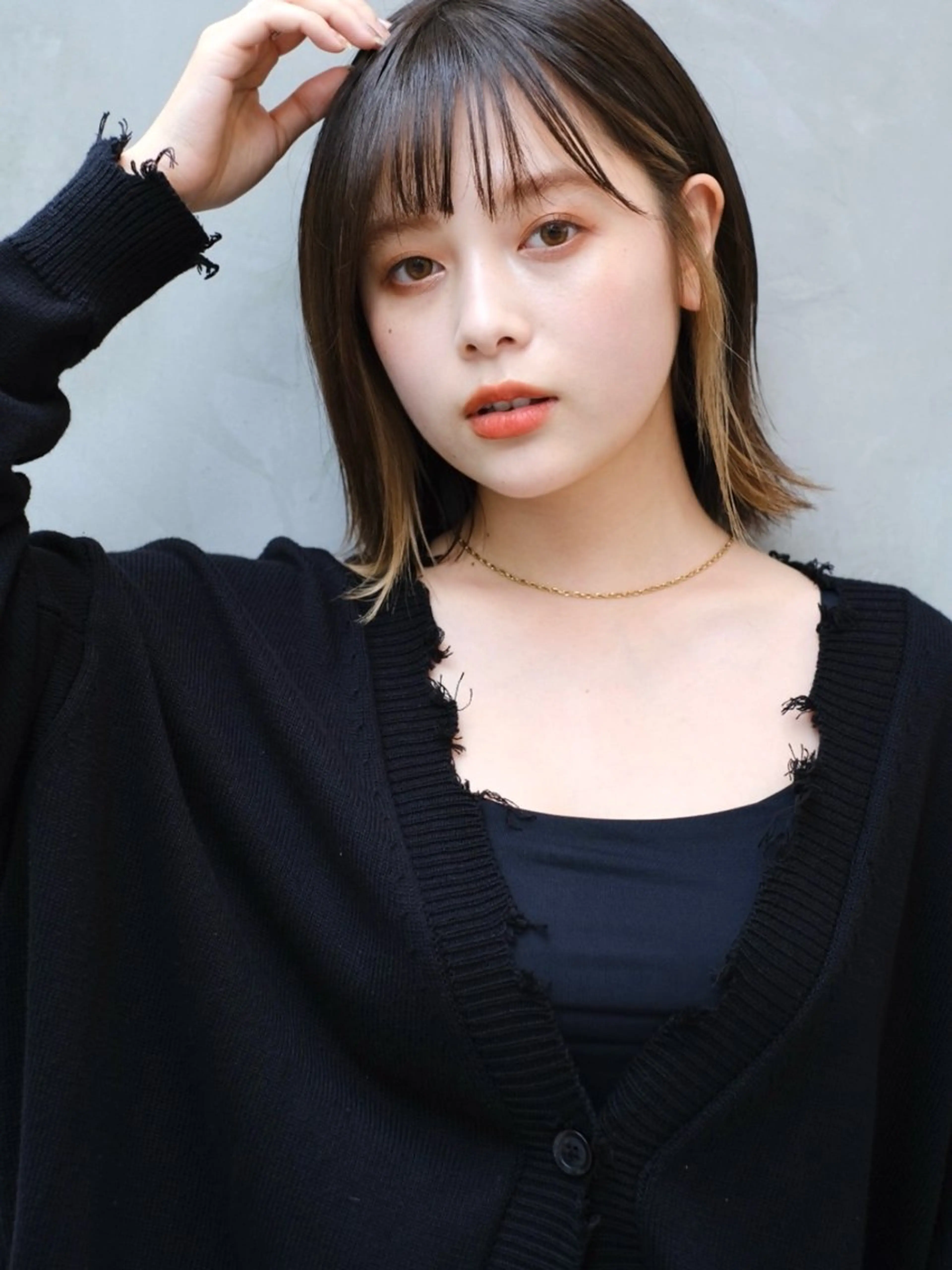 ミディアム 切りっぱなしボブ ボブ カット ヘアカラー トリートメント 似合わせヘア/ボブ/ ミディアム/Takaのヘアスタイル