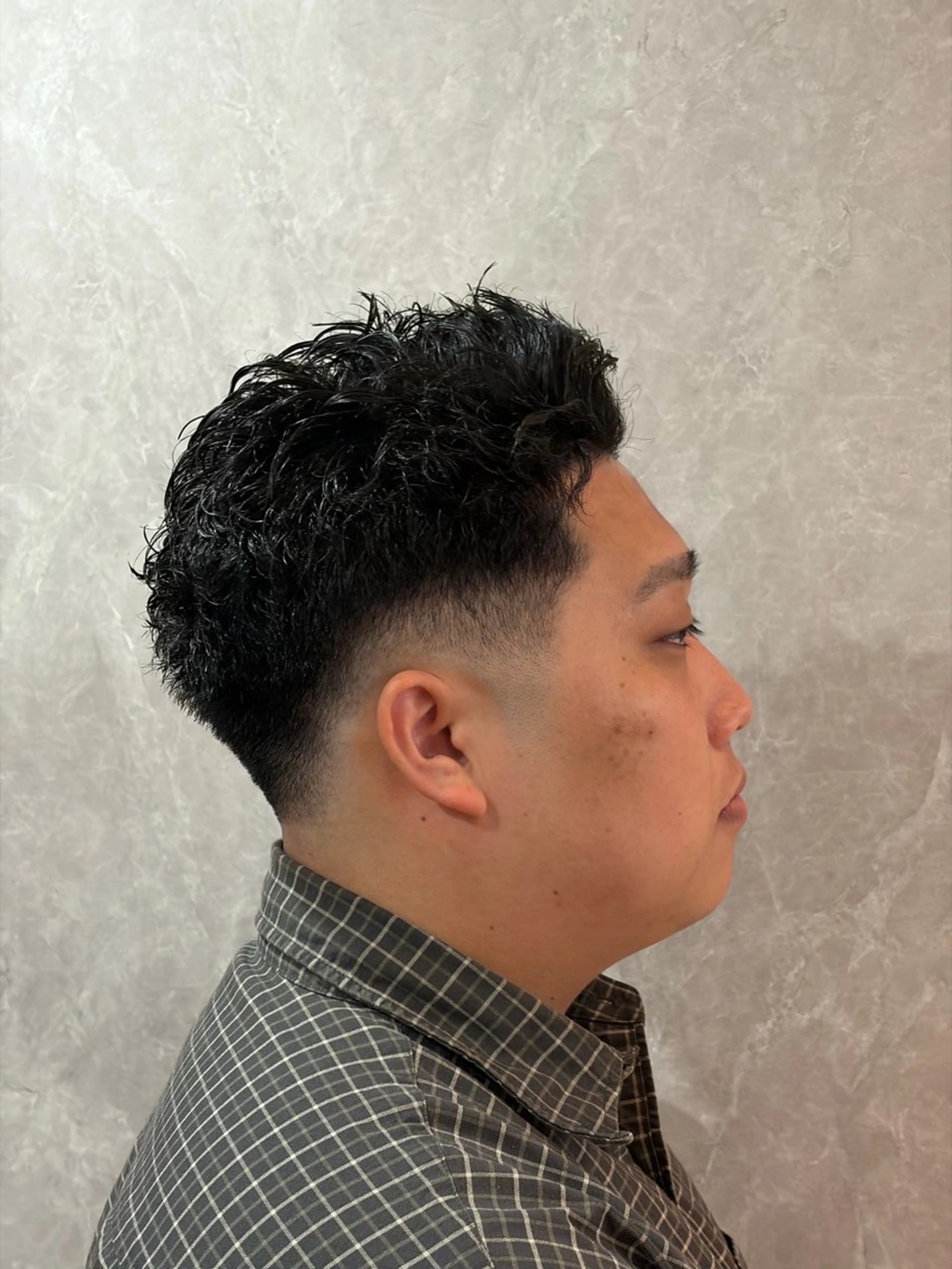 ショート パーマ メンズ フェードカット 高橋 怜玖／仙台／長町のヘアスタイル