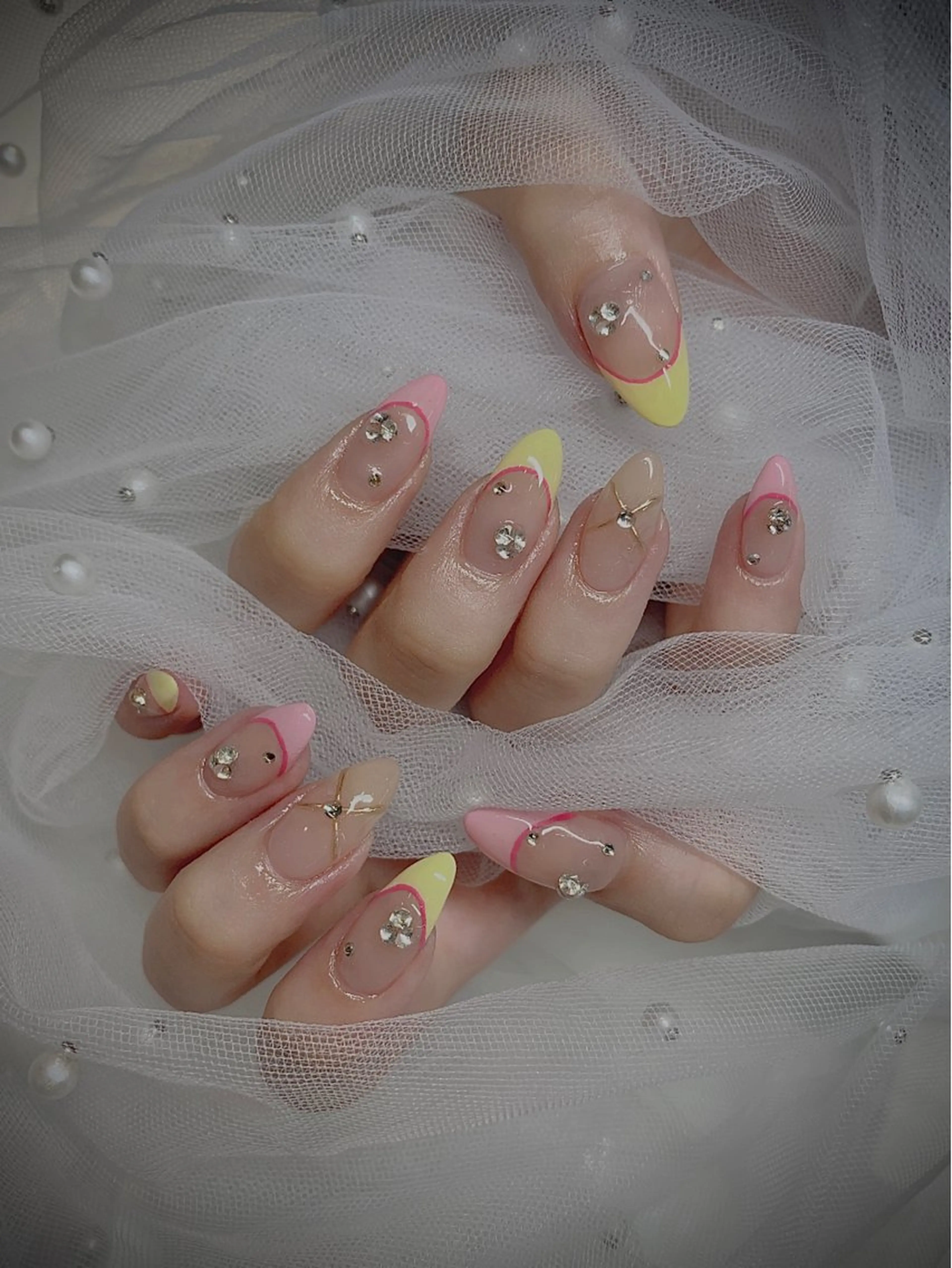 ネイル I-nailロング /ワンホン/キラキラのネイルデザイン