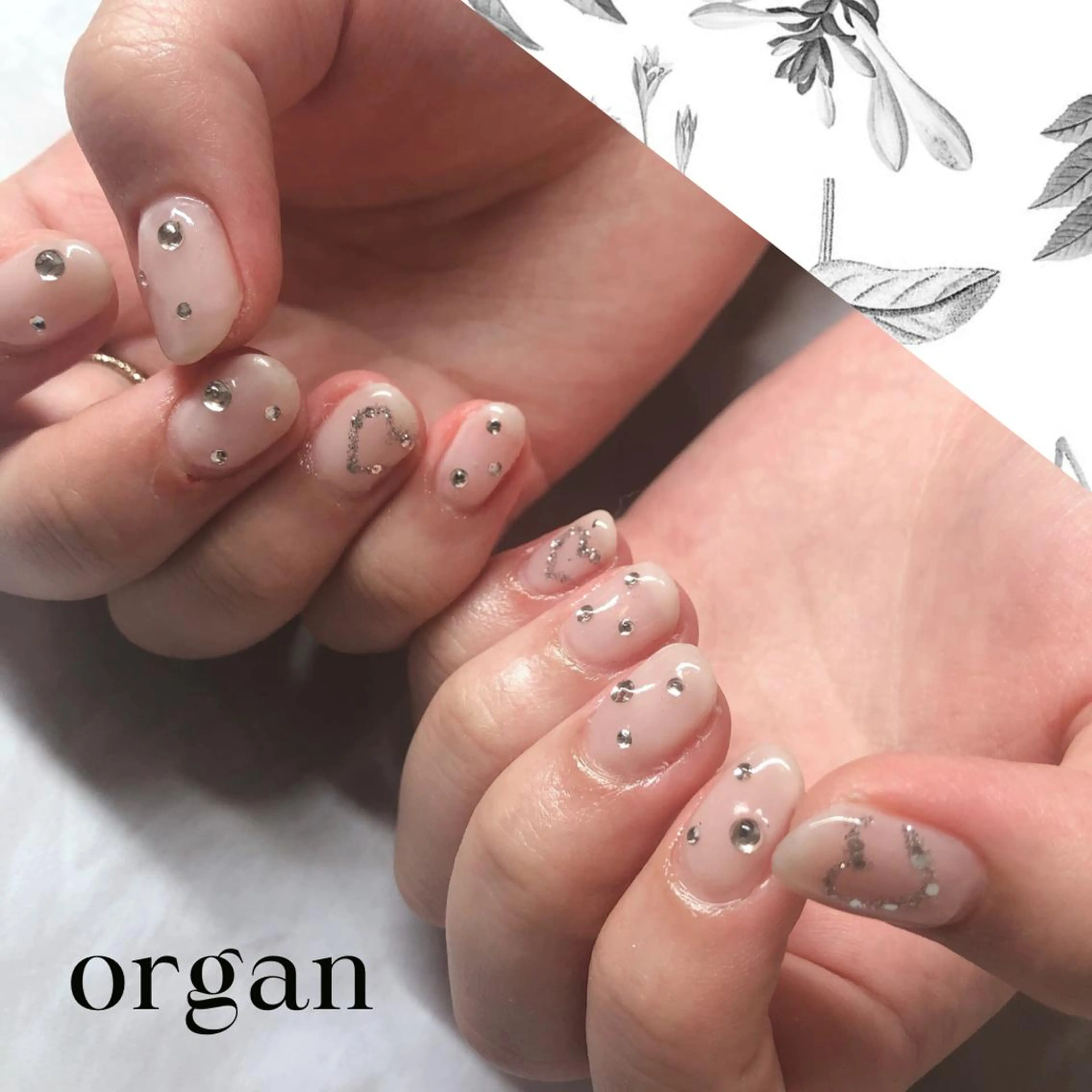 ネイル ハート 韓国ネイル 持ち込み 【ＯＲＧＡＮ】 nailのネイルデザイン