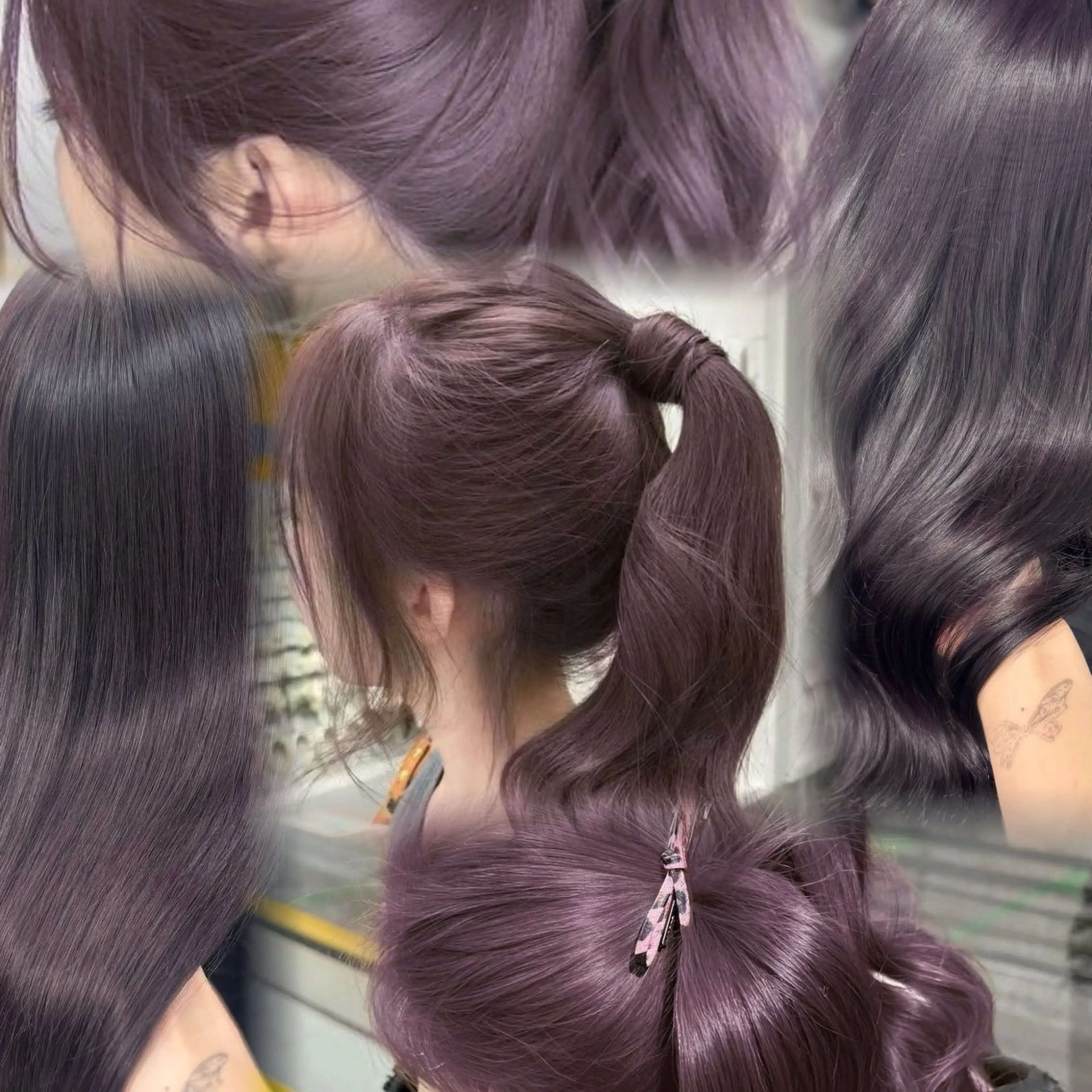 セミロング カラー ヘアアレンジ 🤍淡色ピンク&ラベ ンダーYUKI🤍のヘアスタイル