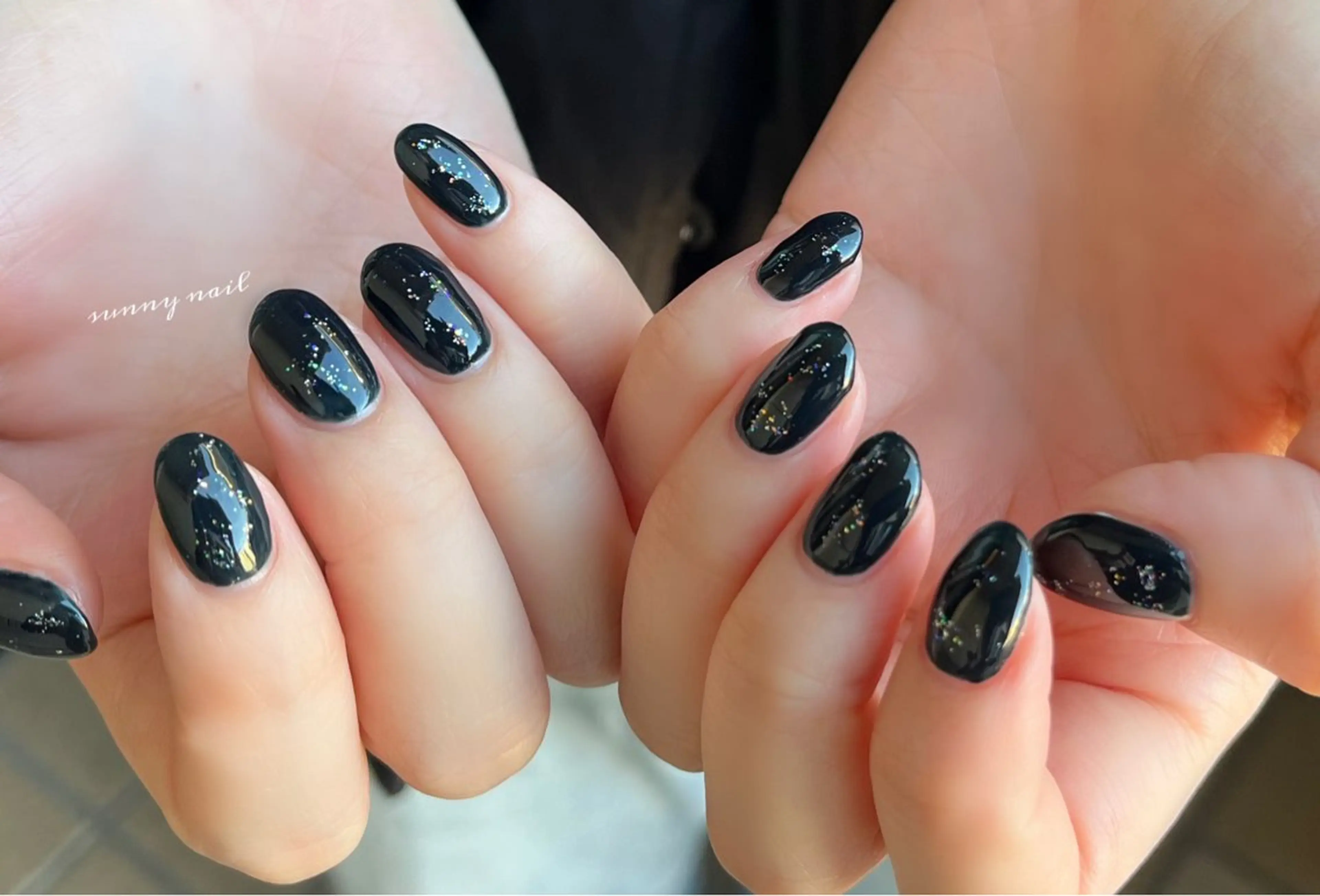 ネイル ジェルネイル ラメ(グリッター) ネイビー パラジェル sunny nailのネイルデザイン