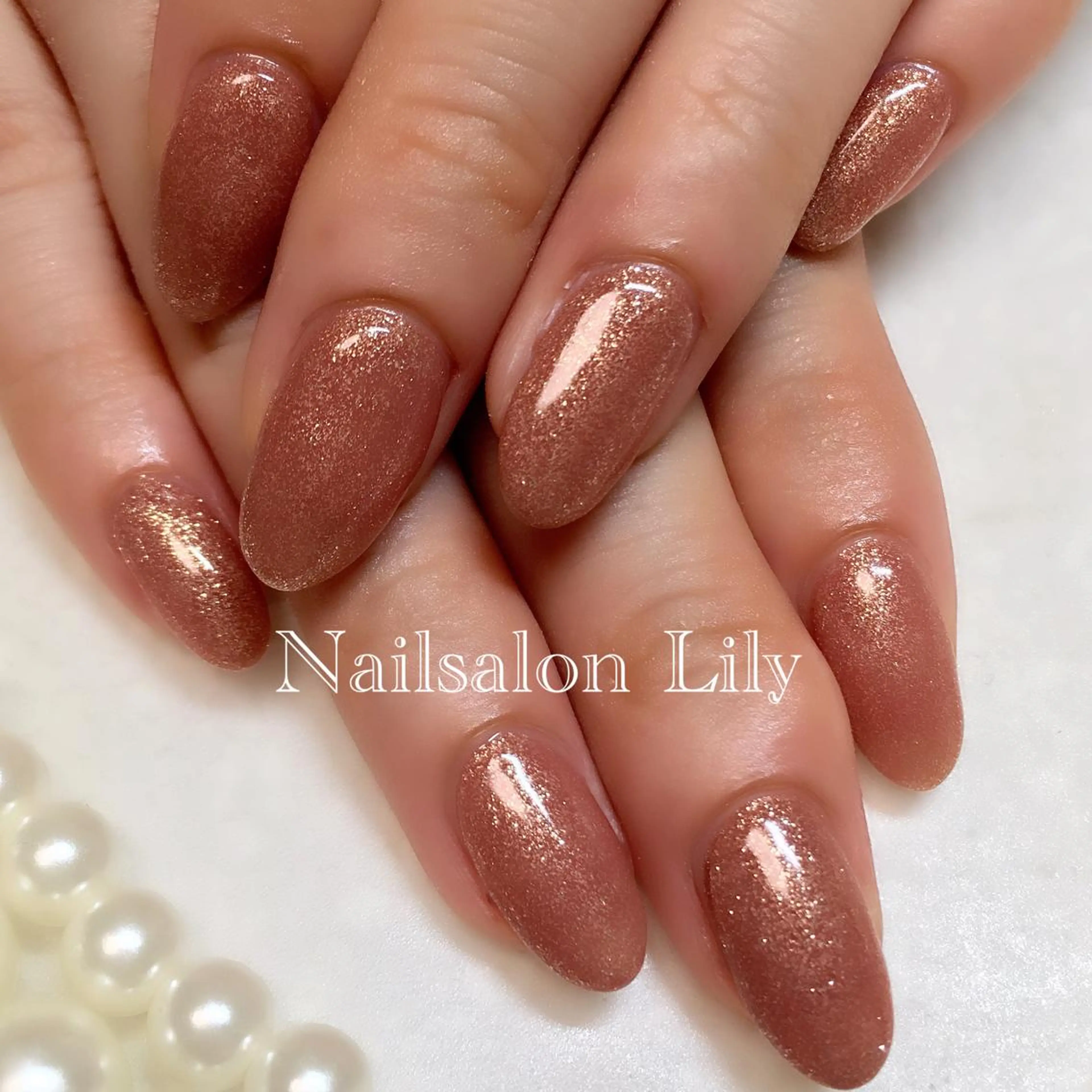 ネイル ブラウン ワンカラーネイル ピンク Lily*nail 🌻Mii🌻のネイルデザイン