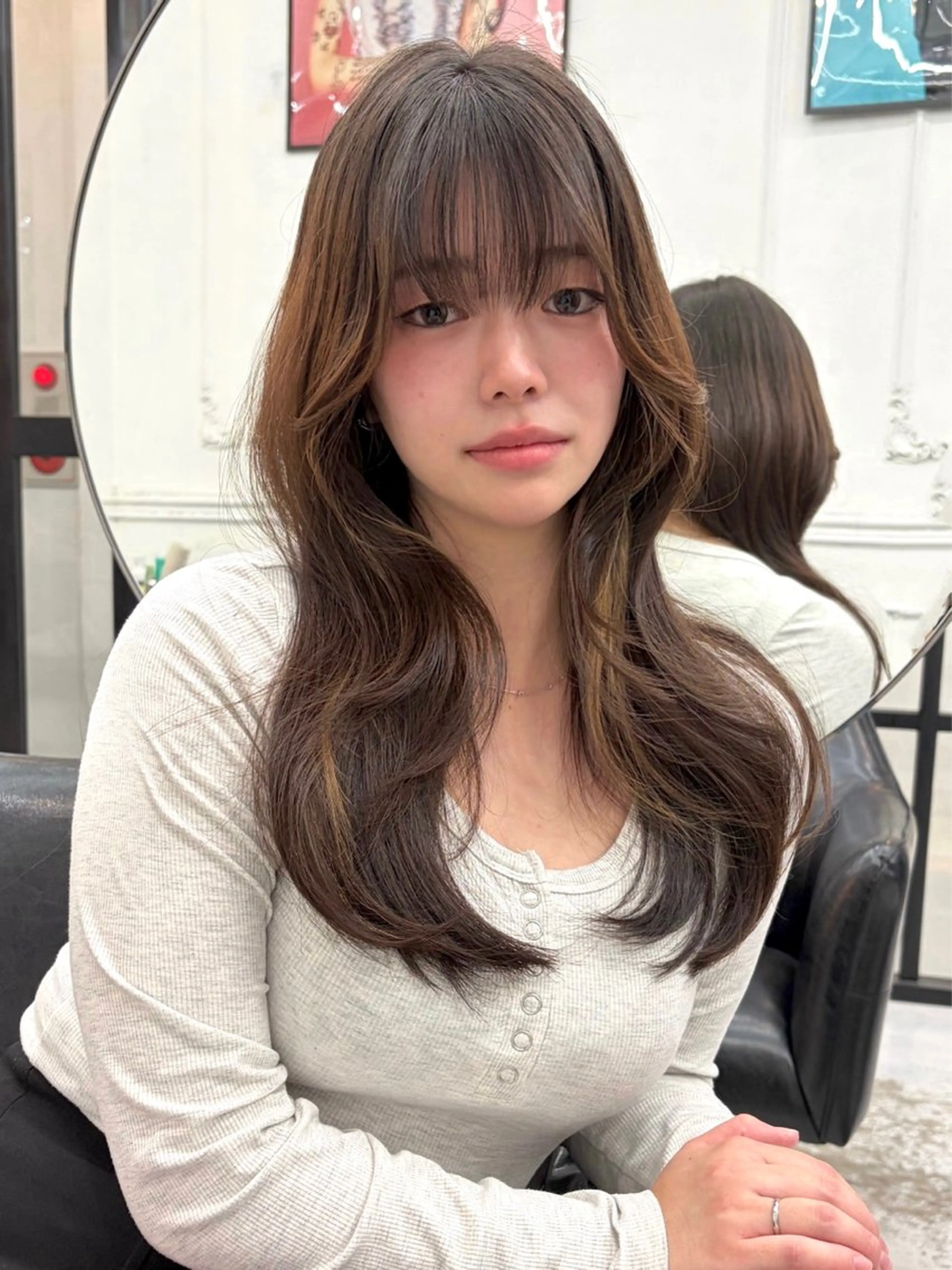 ロング 顔周りカット 韓国風ヘア レイヤーカット ロング Maison HARU宮本 楓のヘアスタイル