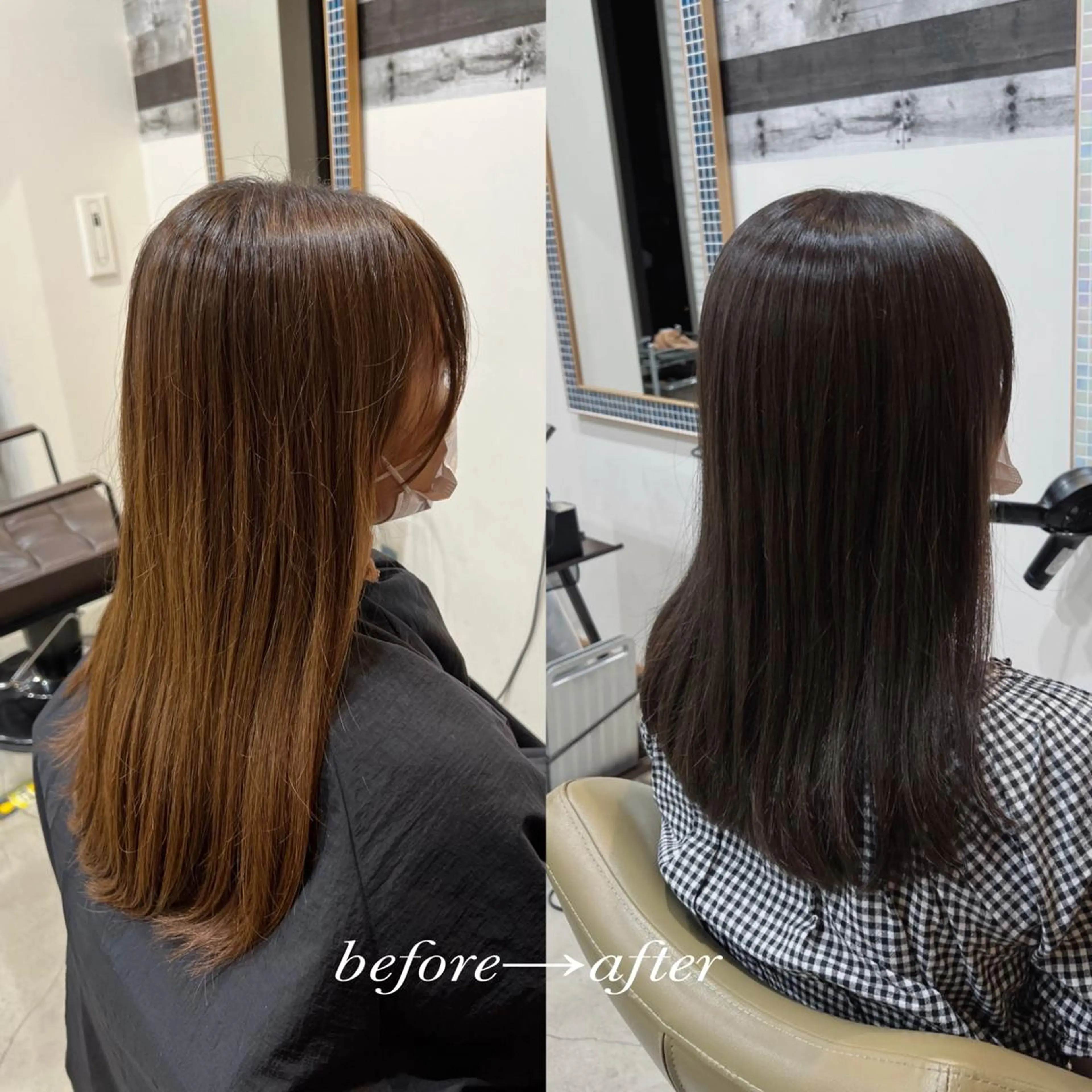 セミロング カラー ヘアアレンジ キッズ バレイヤージュ ブリーチ ケアブリーチ 透明感カラー ダークグレー カット ヘアカラー トリートメント 五反田　美容院☆張 明星☆韓国ヘアのヘアスタイル