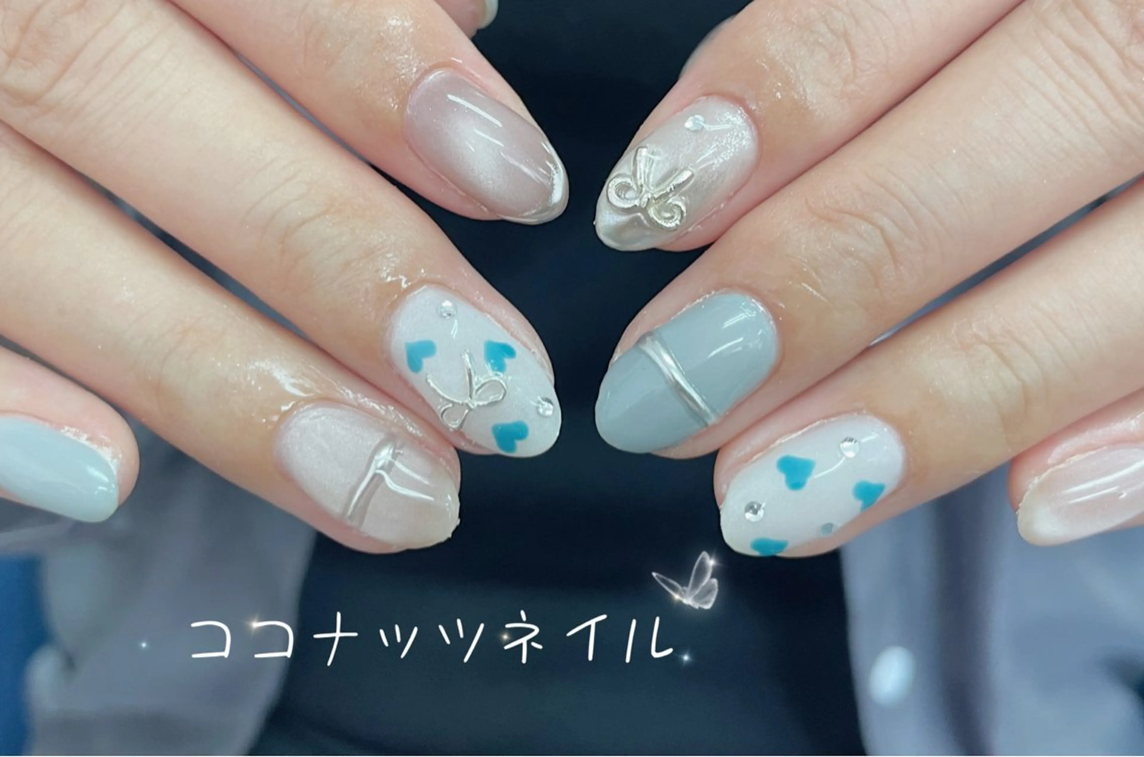 ネイル べっ甲ネイル フレンチネイル キラキラネイル マグネットネイル 大理石ネイル(マーブル) ハンドネイル 神田 ココナッツのネイルデザイン