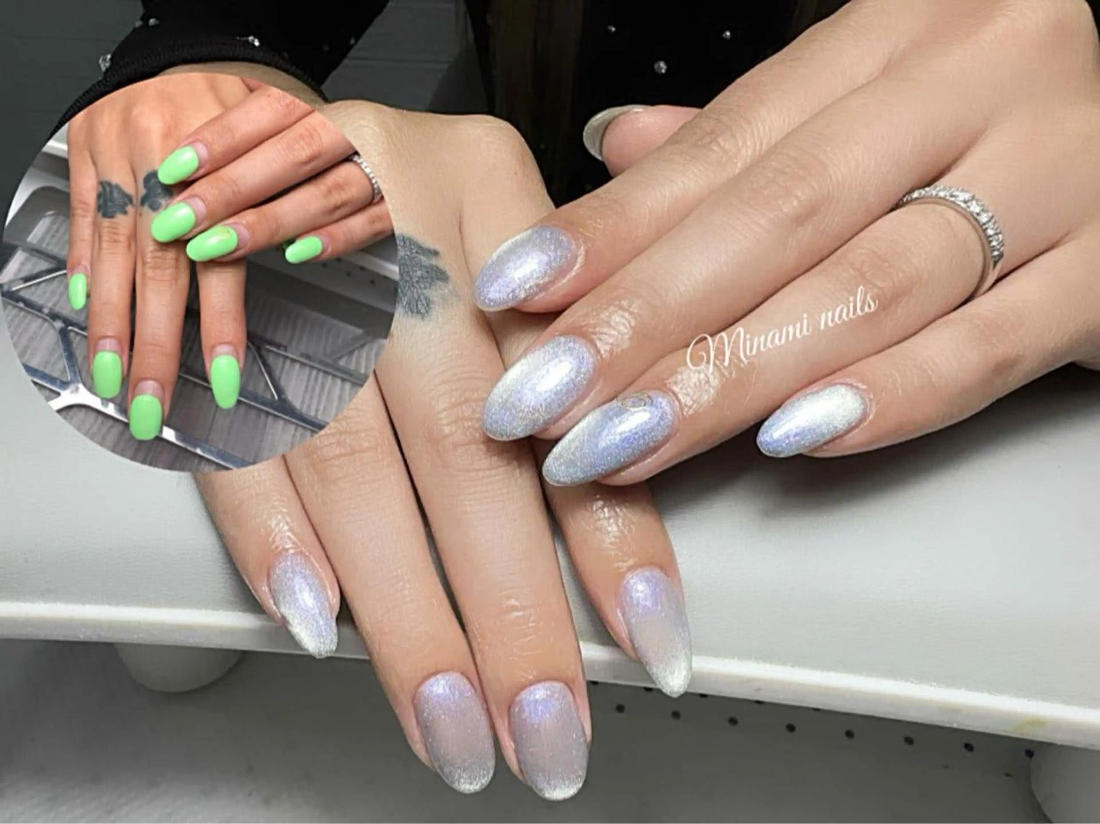 ネイル アートネイル オーロラネイル ガーリー キラキラネイル 韓国ネイル Minami Nailsのネイルデザイン