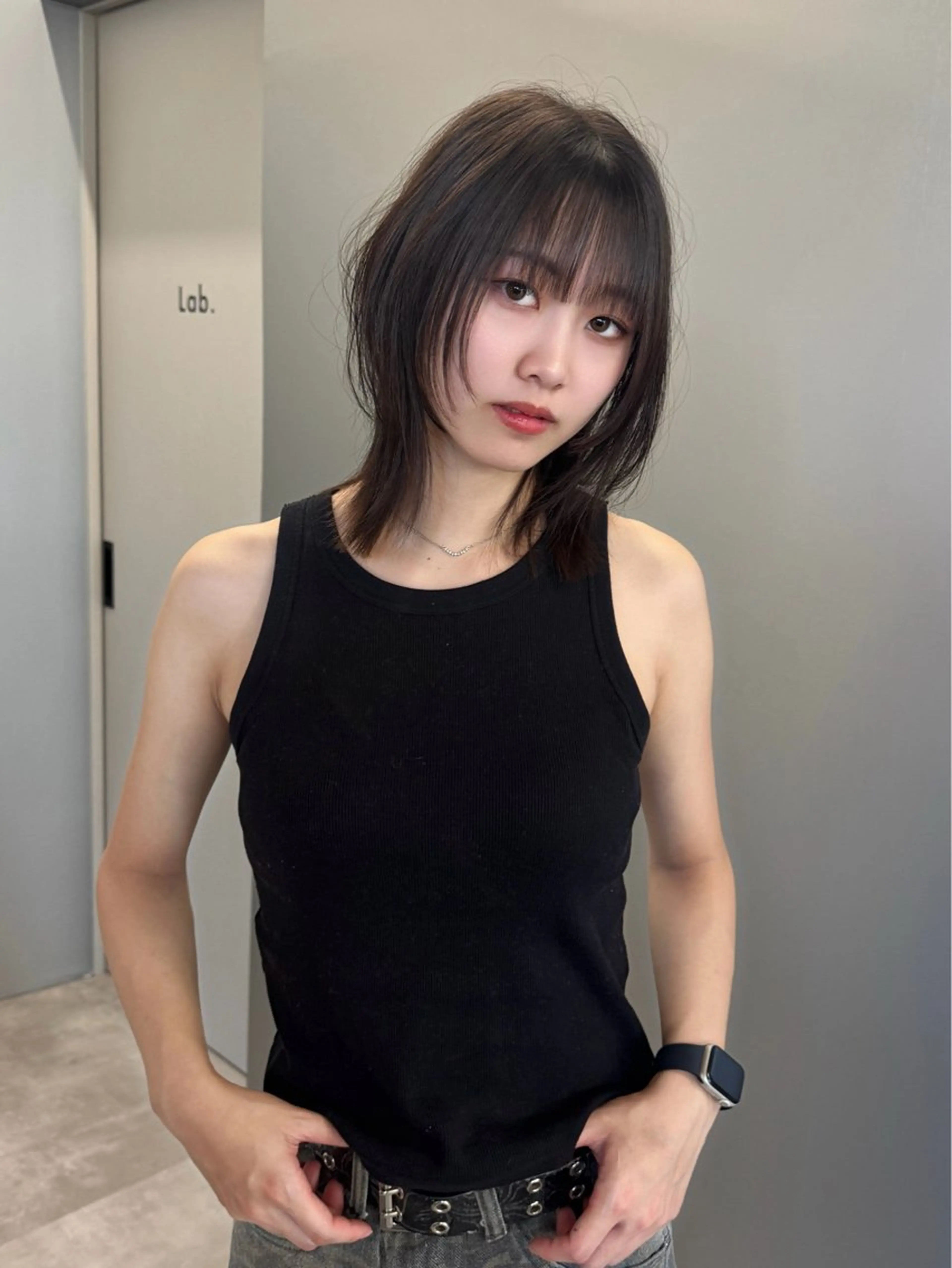 ミディアム 顔周りカット レイヤーカット 似合わせボブカット Anonのヘアスタイル