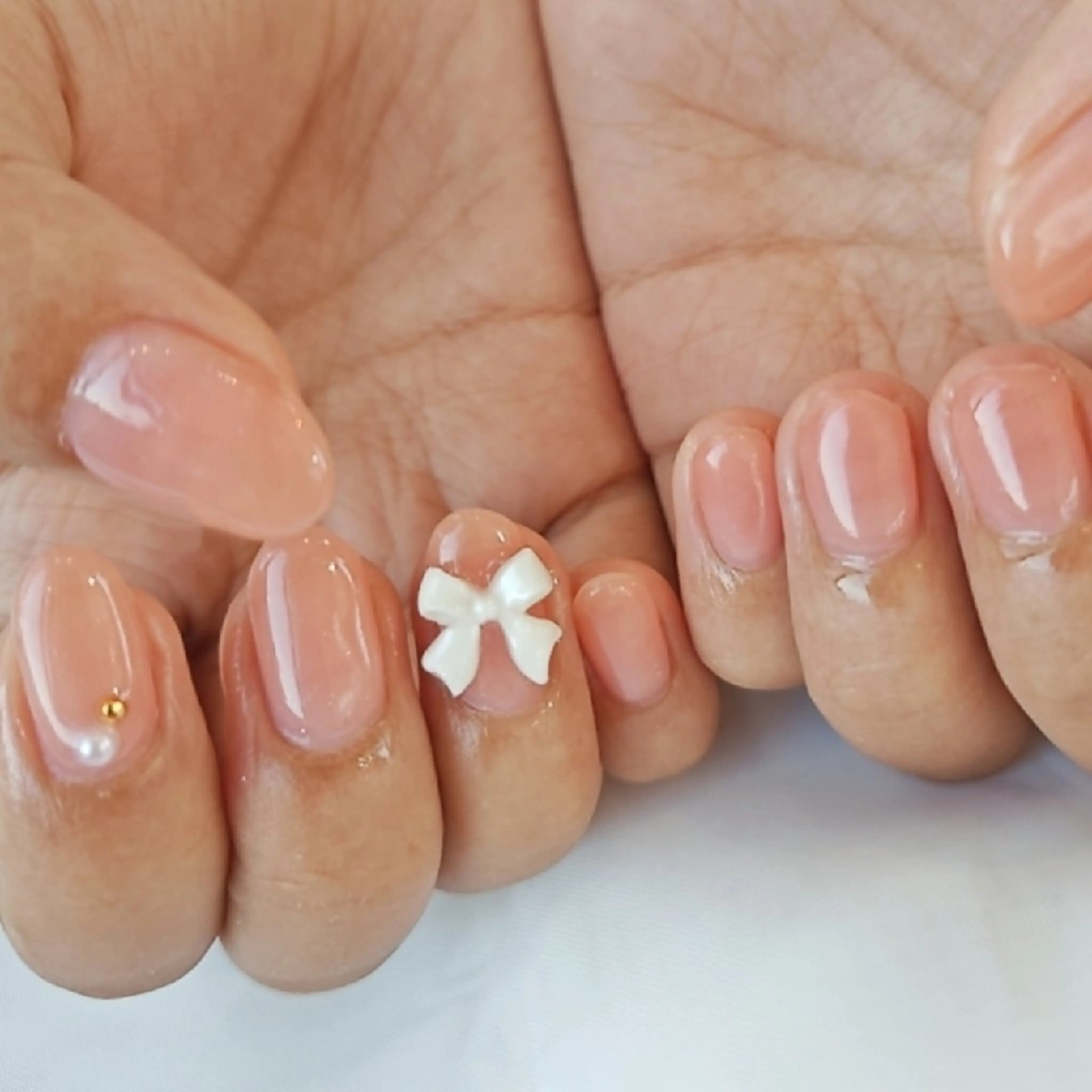 ネイル ワンカラーネイル リボン ハンドネイル felicita fumi♡のネイルデザイン