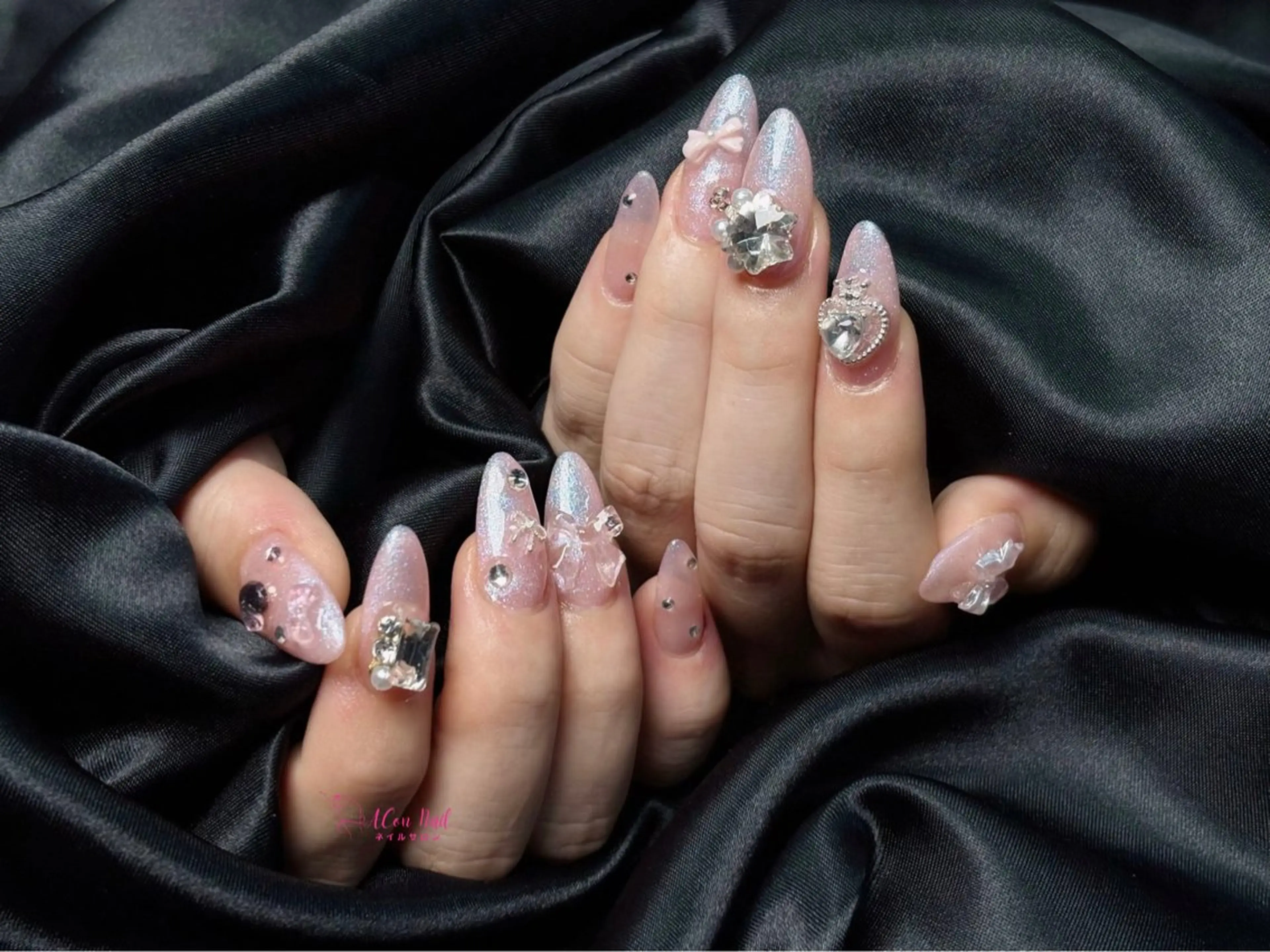 ネイル 桜ネイル 長さ出し フラワーネイル フレンチネイル ジェルネイル ハンドネイル ACon NailSalonのネイルデザイン