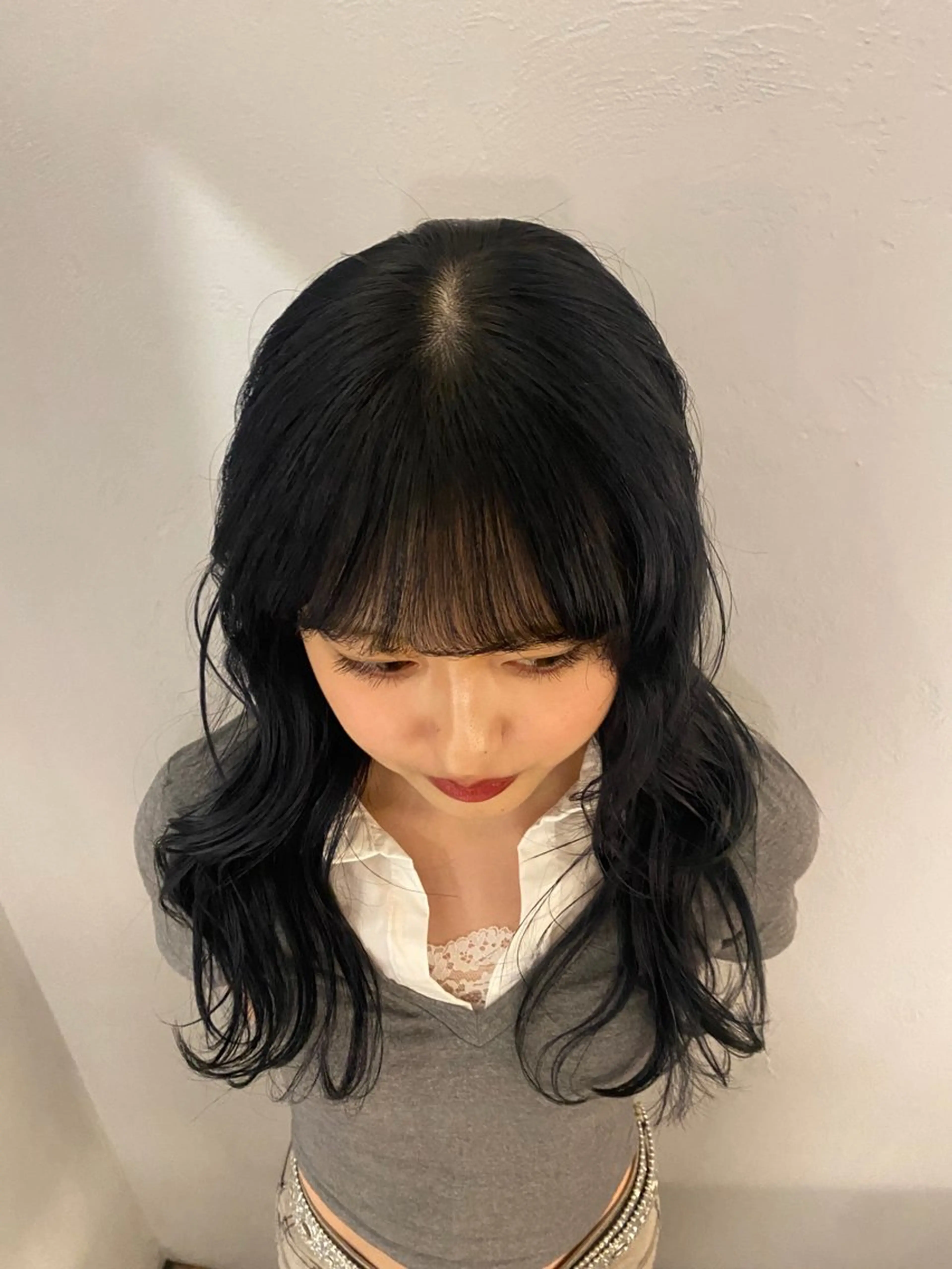 ロング カラー 黒髪 ブルーカラー ブルーブラック ヘアカラー トリートメント Lomalia／ yuzuki🤎ᐩᕀのヘアスタイル