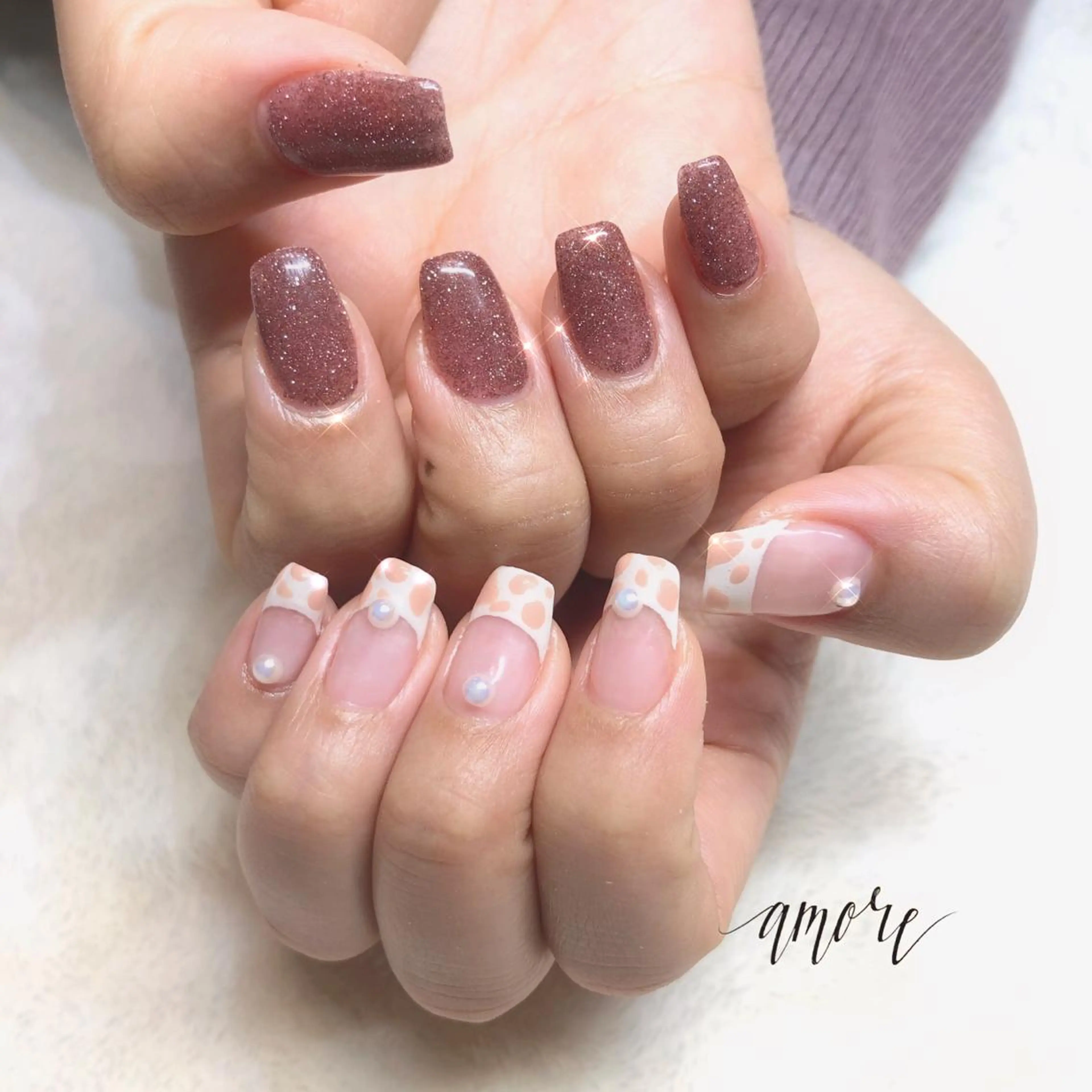 ネイル フレンチネイル ジェルネイル 韓国ネイル ラメ(グリッター) ニュアンスネイル You kyehwaのネイルデザイン